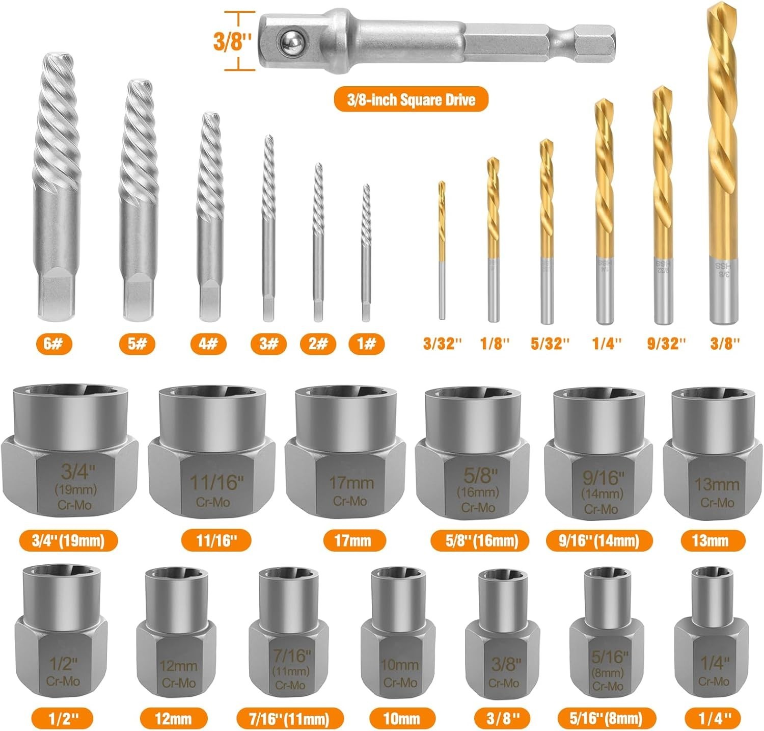 Ultimate Stripped Nut Remover Twist Socket Set – 26pcs with Durable Storage Case