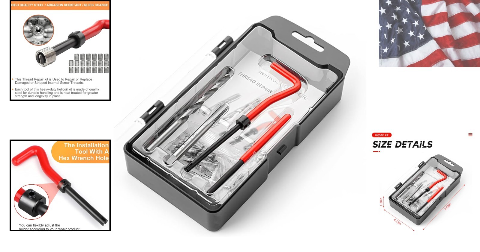 Auto Repair Tool Set for Damaged Threads M6 x 1.0mm | High-Speed Steel & Inserts