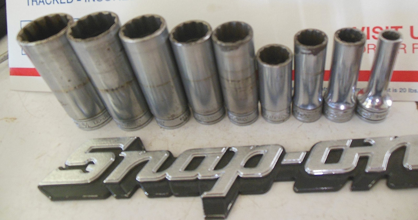 SNAP-ON 3/8″ DRIVE 9PC SAE 12PT DEEP SOCKET SET 3/8″-7/8″ NO. SF-081 TO SF-281