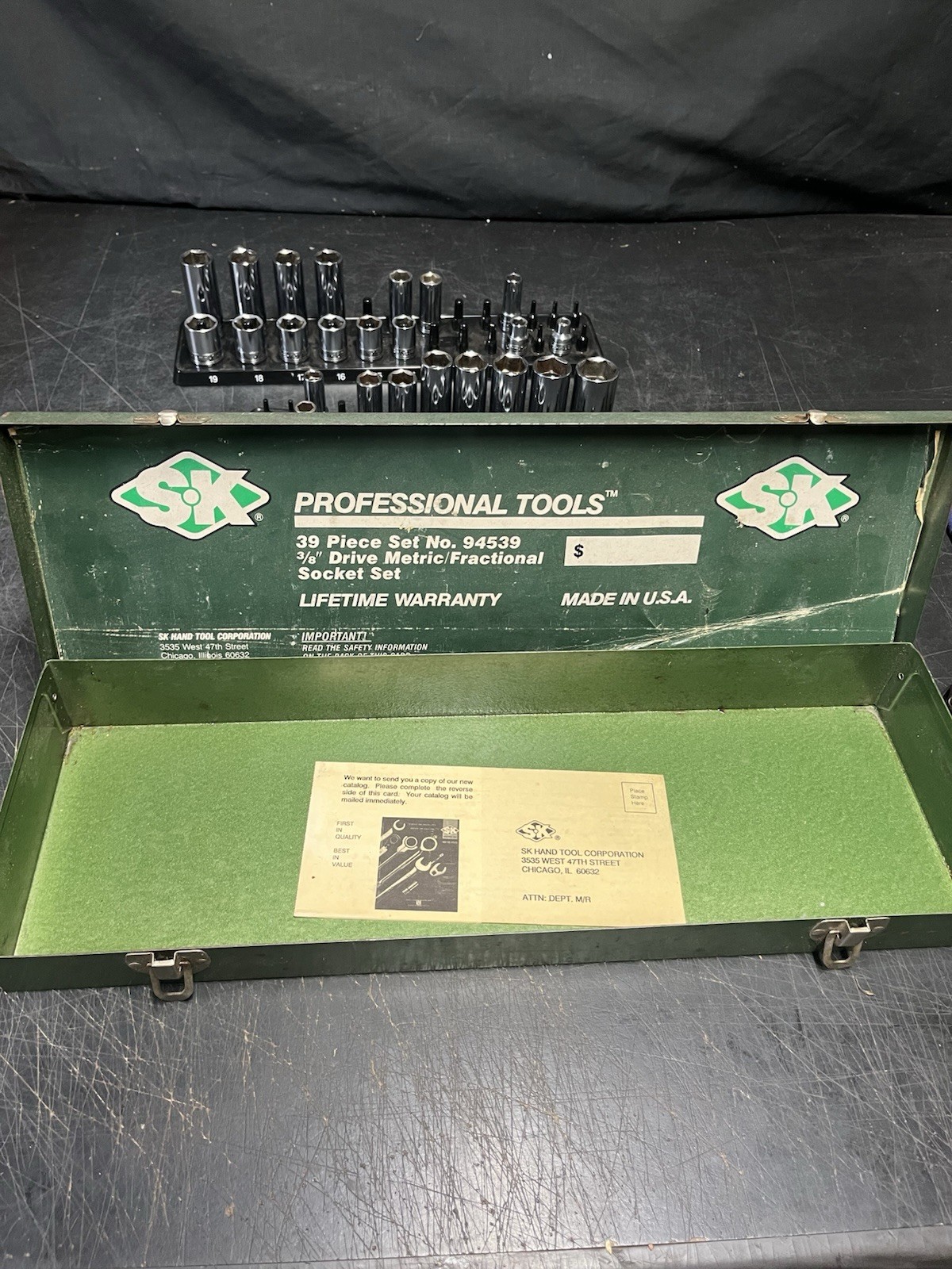 SK Professional Tools 39pc Socket Set 3/8” Drive No. 94539 SAE & MM Incomplete
