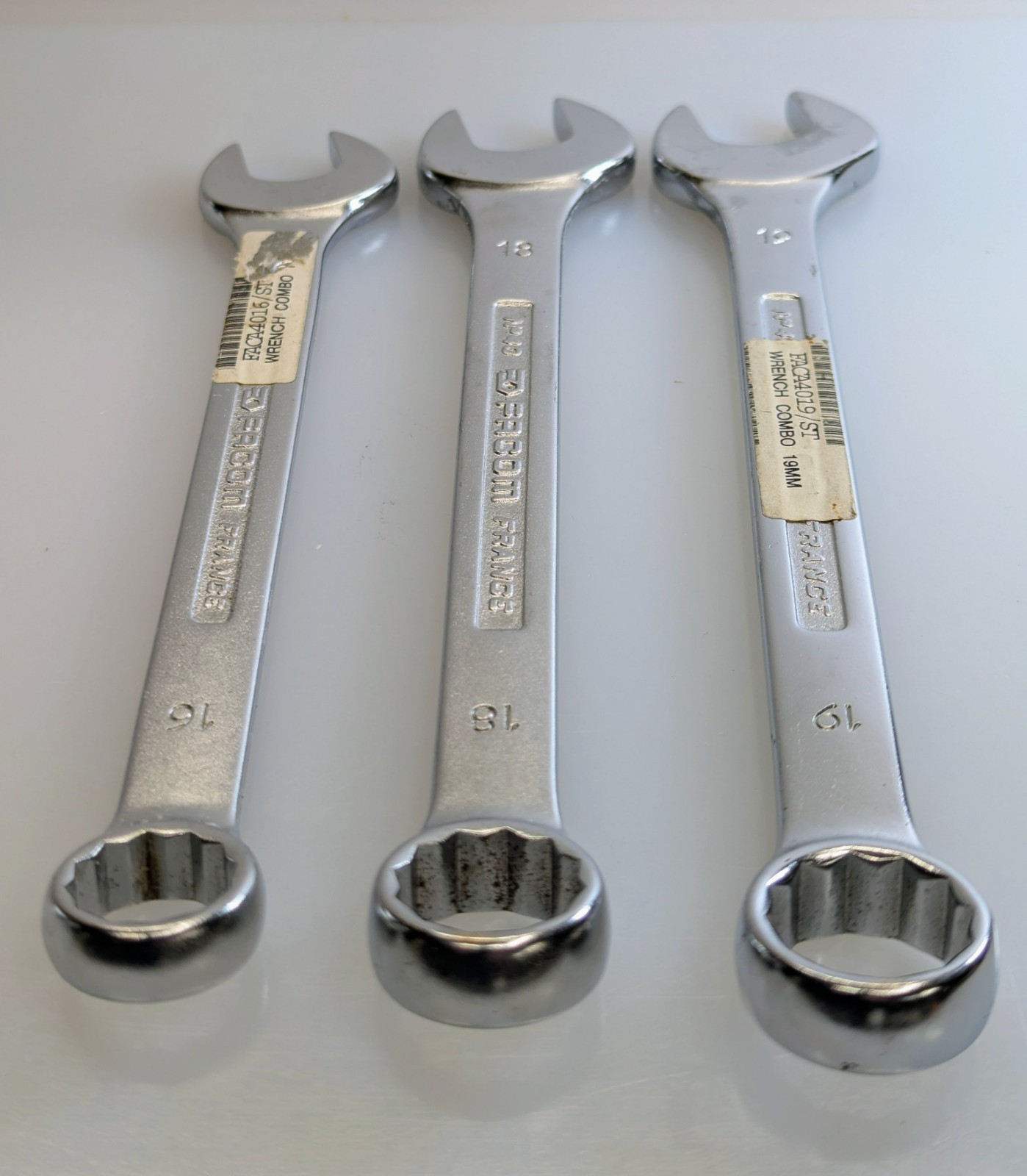 Three Facom France Combination Metric Wrenches sizes: 19, 18, 16