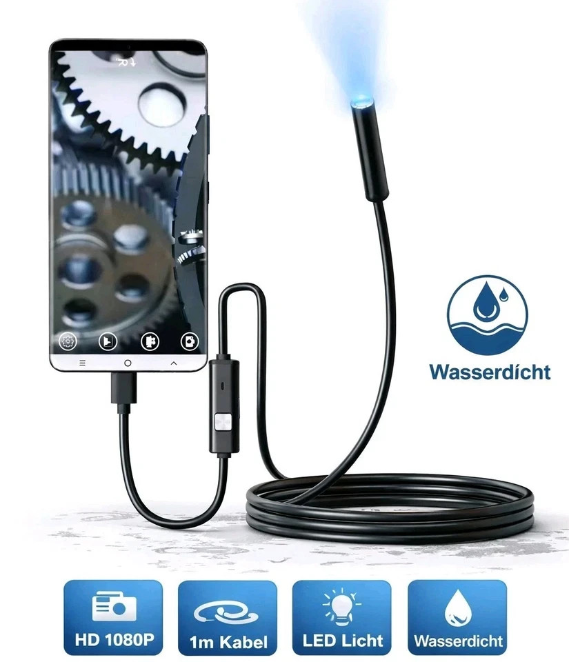 7.0MM TYPE-C Endoscope Camera IP67 Waterproof 6 LEDs Adjustable