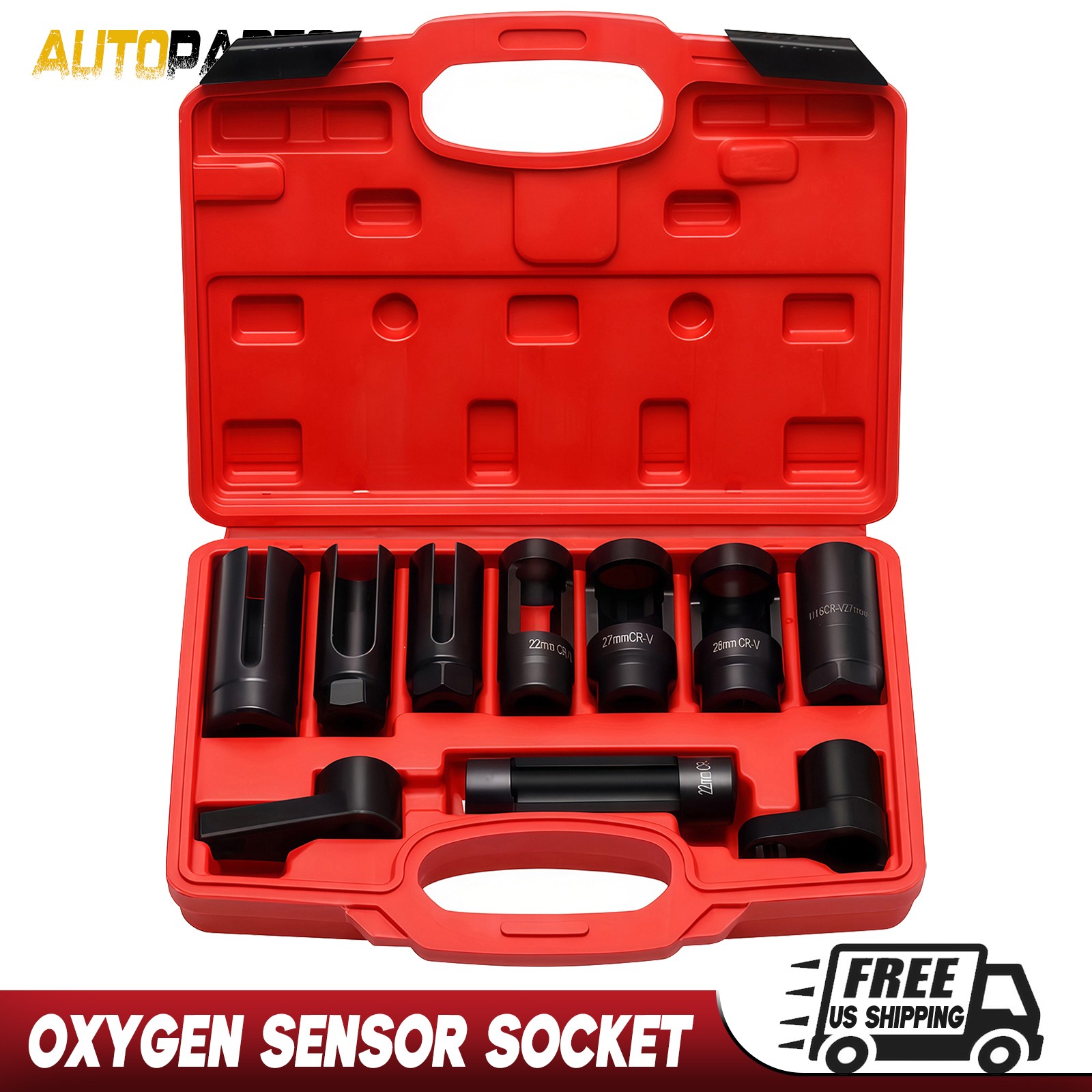 10pc O2 Oxygen Sensor Socket Wrench Removal Tool 3/8″ 1/2″ Drive x 7/8″ 22mm Set
