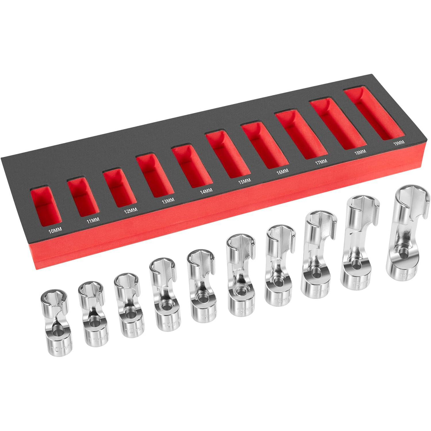 12030 10 Piece 3/8″ Drive SAE Metric Master Flare Nut Socket Set 10mm-19mm