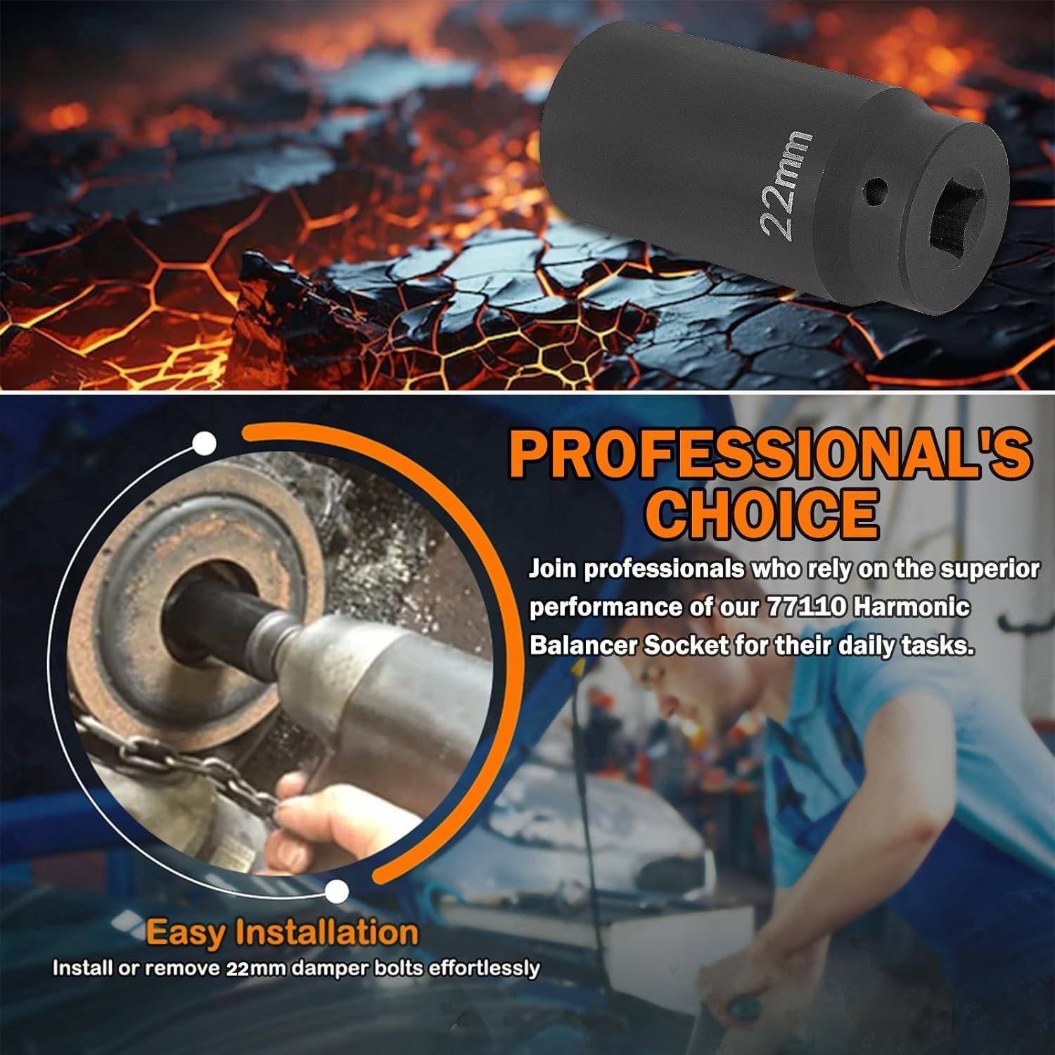 22mm Heavy-Duty Harmonic Balancer Socket – Unmatched Power & Durability