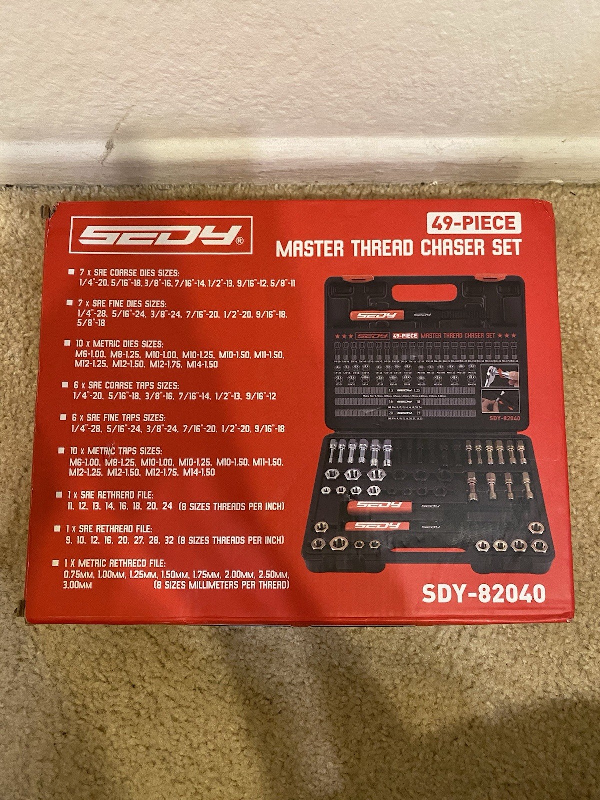 Sedy 49-Piece Master Thread Chaser Set SDY 82040 SAE & Metric Thread Repair Kit