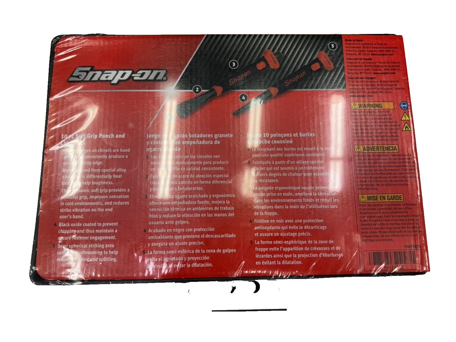 Snap-on Tools RED 10 Piece Soft Grip Punch and Chisel Set PPCSG710R NEW SEALED