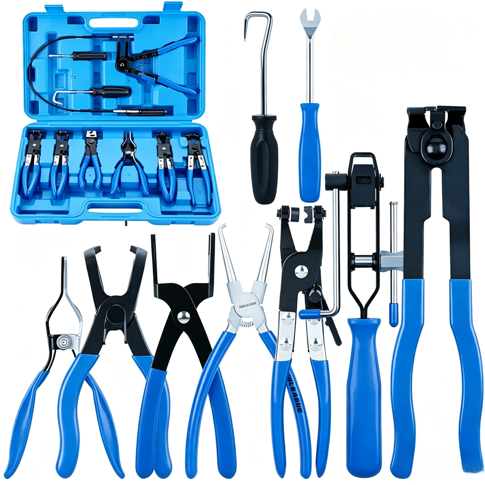 10Pcs Long Reach Wire Hose Clamp Pliers Fuel Oil Water Pipe Clip Remover Kit