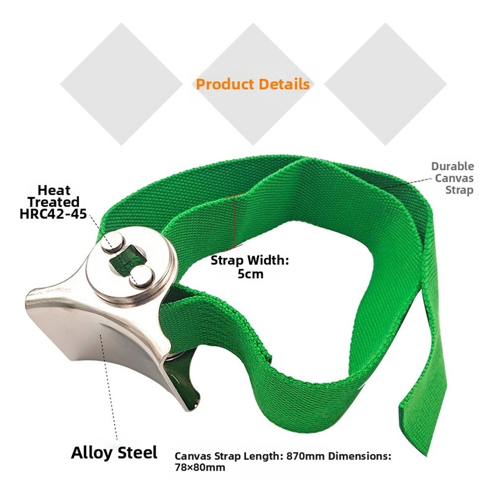 Lightweight Oil Filter Wrench 0.38kg with Non Slip Canvas Belt for Portable Use