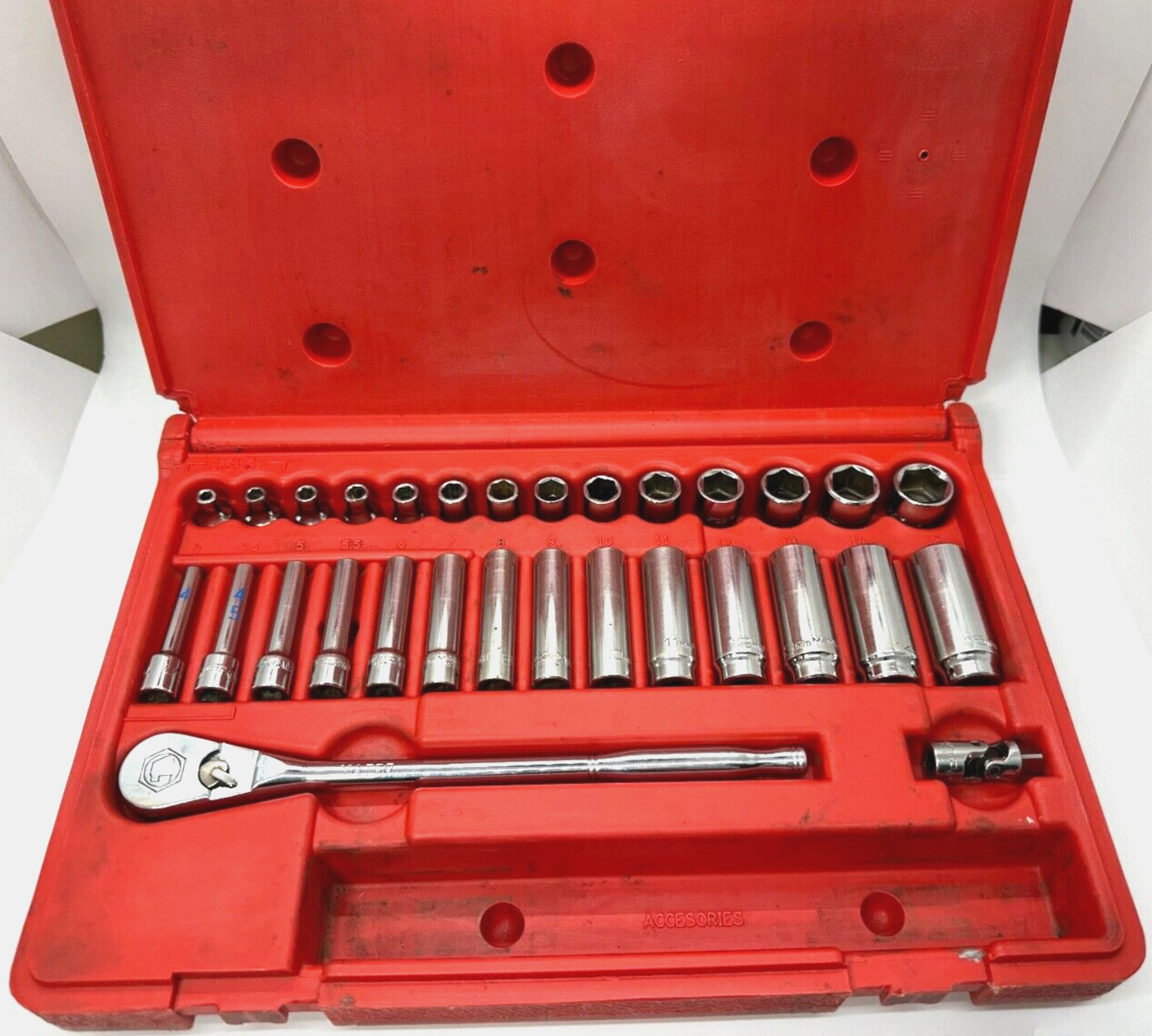 MATCO Tools 1/4″ METRIC Ratchet Socket Set General Service Swivel Lot Case Deep