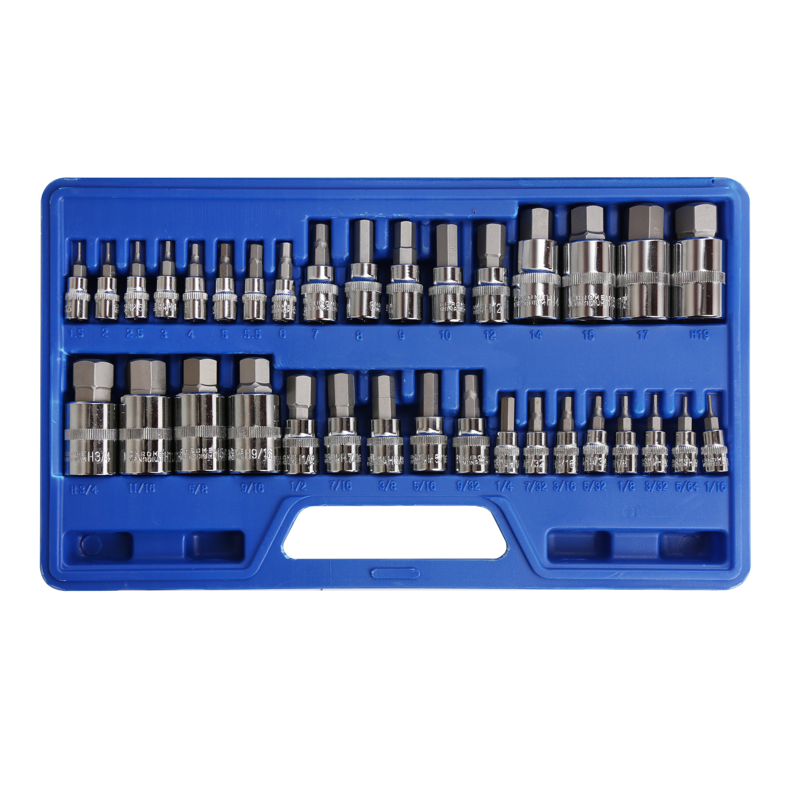 Master Hex Bit Set | 34pc SAE & Metric Socket Set Standard Allen 1/4″ 3/8″ 1/2″