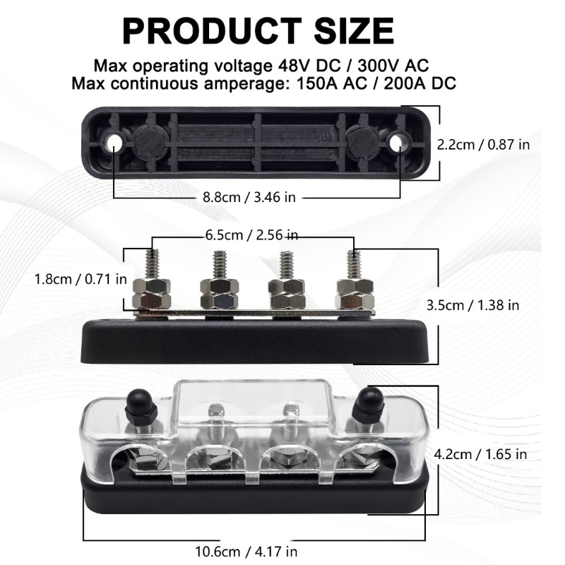 Heavy Duty 150A Power Distribution Block for Automotive & Marine Applications