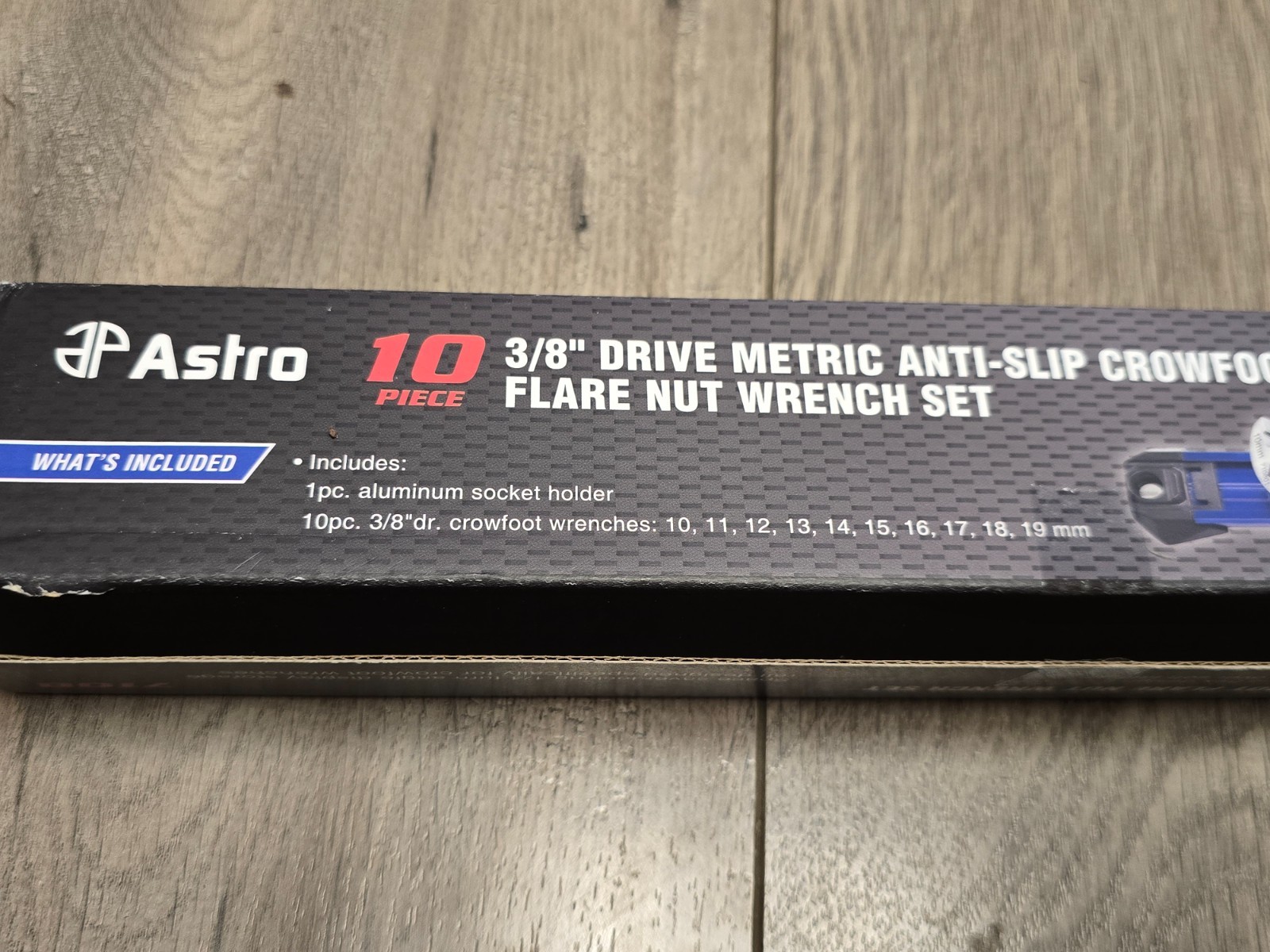Astro Tools 7108, 10pc Anti-Slip 3/8dr Flare Nut Crowfoot Wrench Set 10-19MM