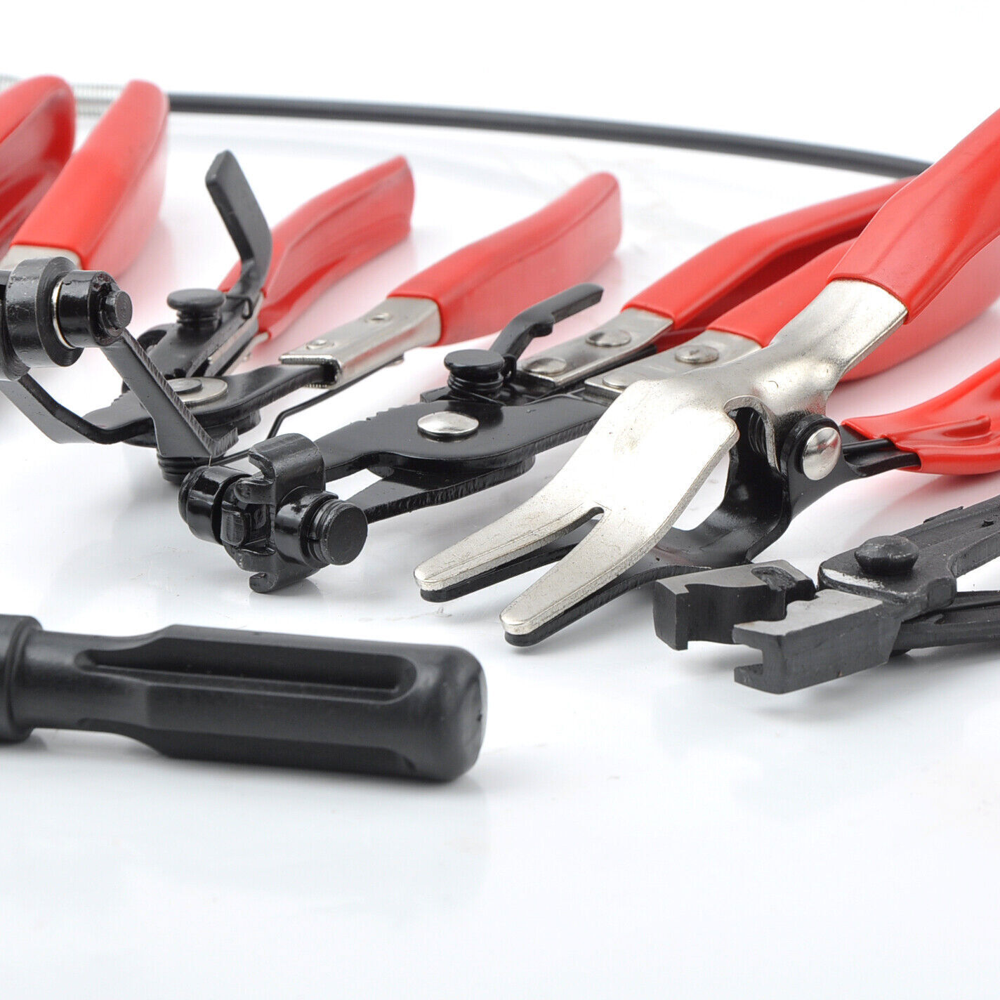 Pro 9PC Hose Clamp Clip Plier Set Swivel Jaw Flat Angled Band Automotive Tools