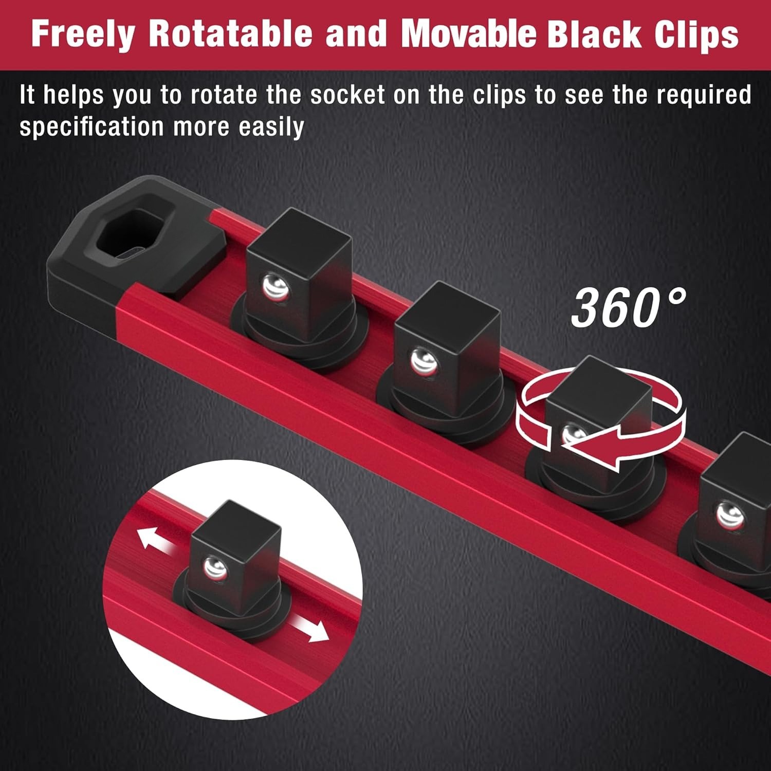 Magnetic Socket Organizer, 1/2-Inch Drive Aluminum Alloy Sockets Rail