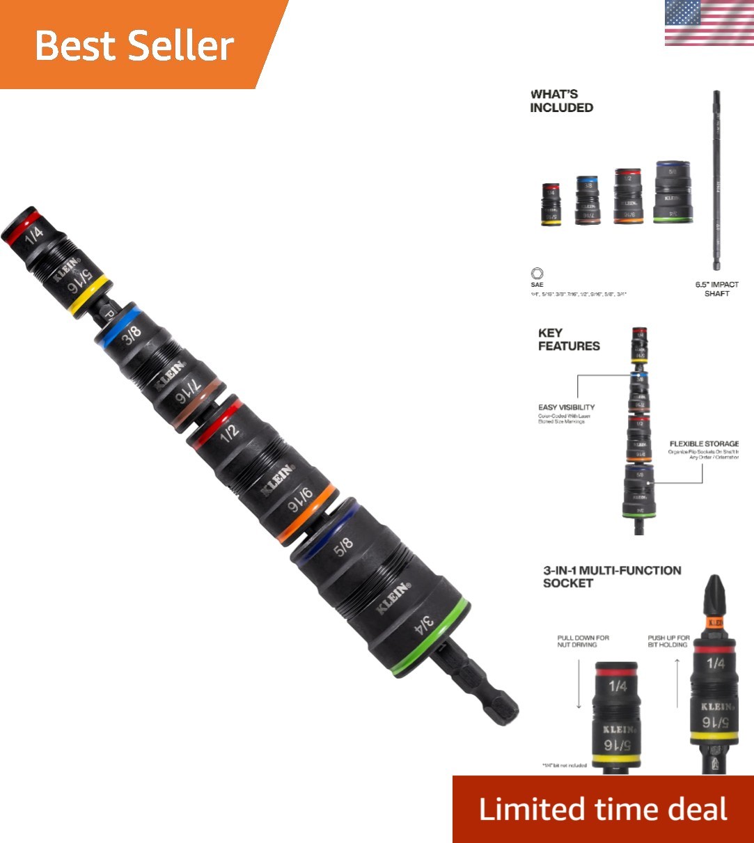 9-in-1 Impact Socket Set with Color-Coded Flip Sockets & Bit Holder – Durable
