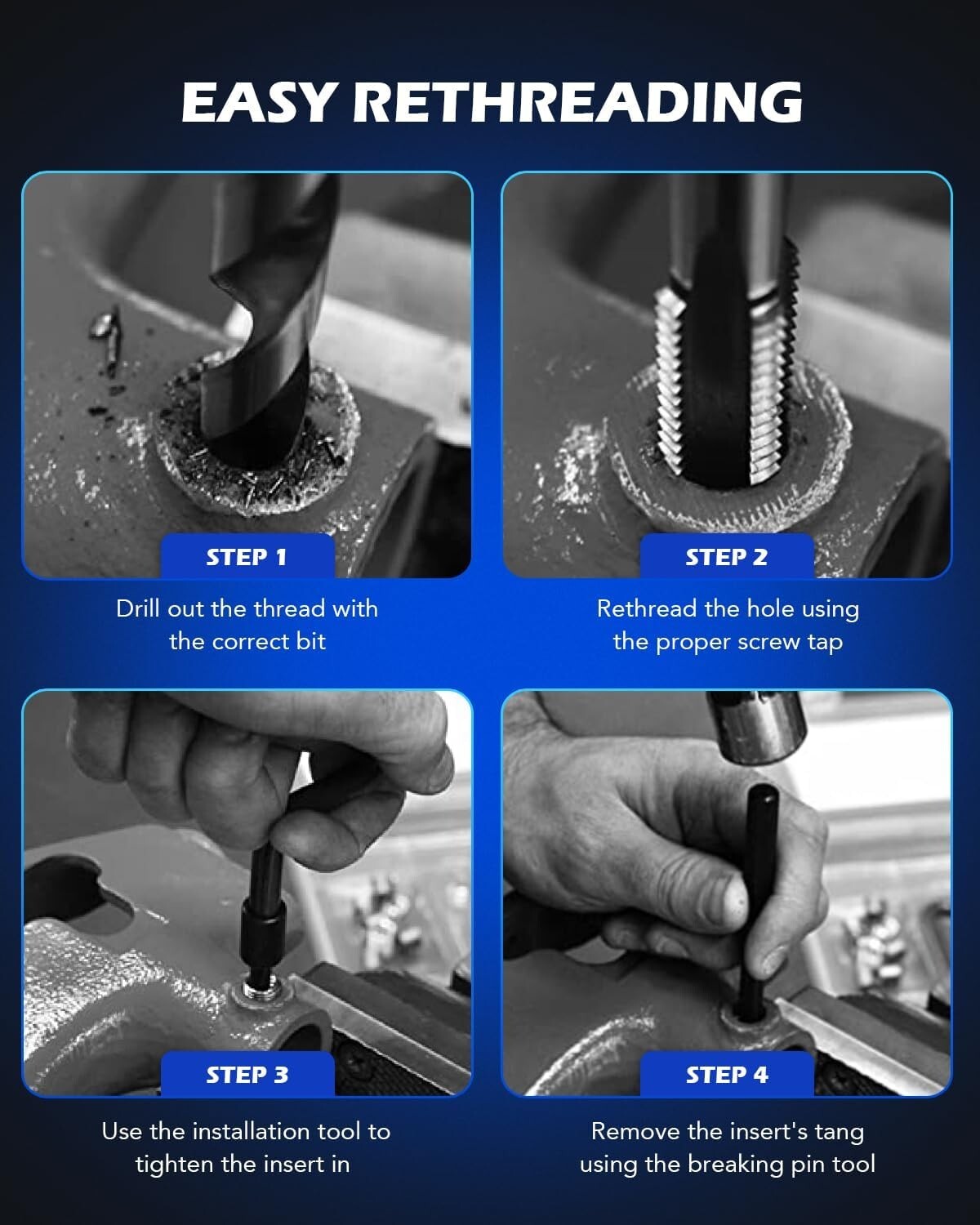 Complete 1/4″-20 Helicoil Thread Repair Kit – 30 Inserts, HSS Drill Bit Included