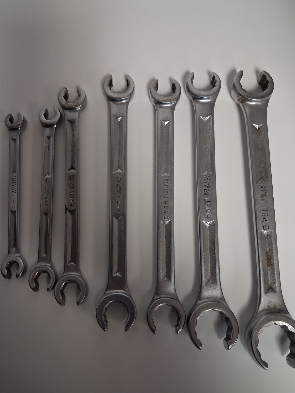 Snap On SAE Flare Nut and Open End Line Wrench Set 7 piece 7/8 9/16 1/2 7/16 3/8