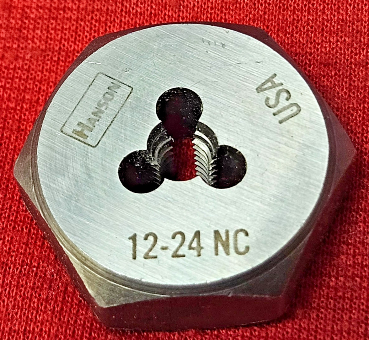 12-24 X 1″ Hex Die Irwin 6432 Carbon Steel SAE USA RH Rethreading Hanson 12/24
