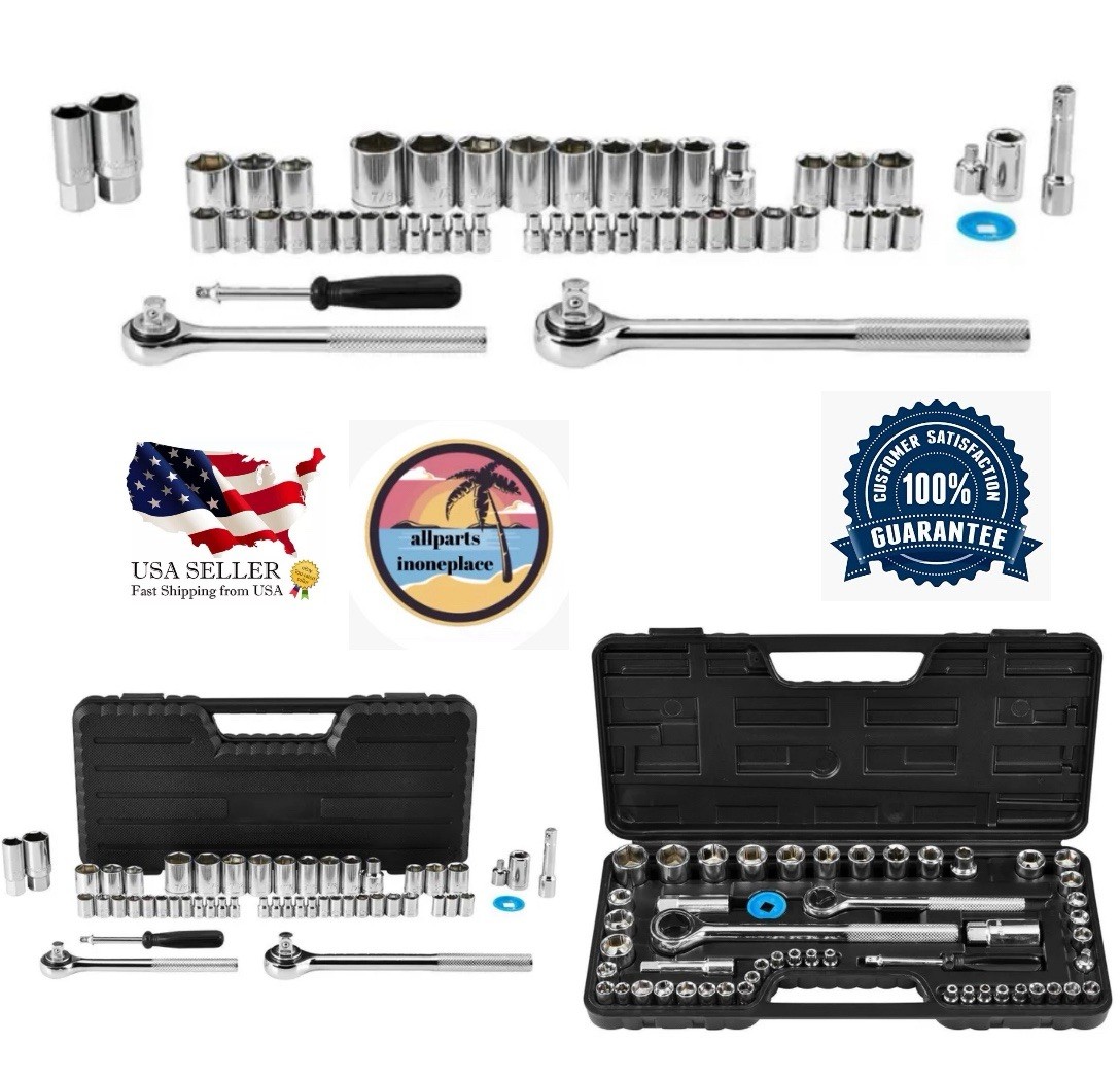 PITTSBURGH 1/4 in., 3/8 in., 1/2 in. Drive SAE and Metric Socket Set, 51-Piece
