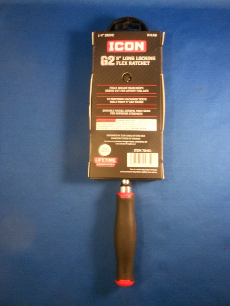New ICON R1LKG 1/4” Drive Ratchet G2 9” Long Locking Flex Ratchet 70451