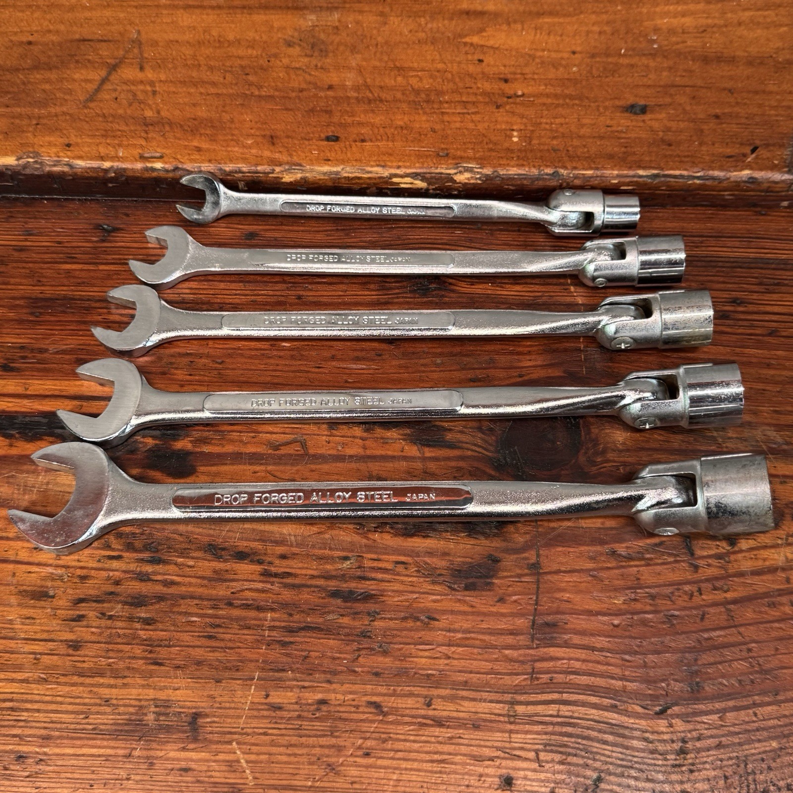 (5) Allenite FLEX WRENCH SOCKET SET SAE 12 PT Japan 3/8 1/2 9/16 5/8 3/4 Lot