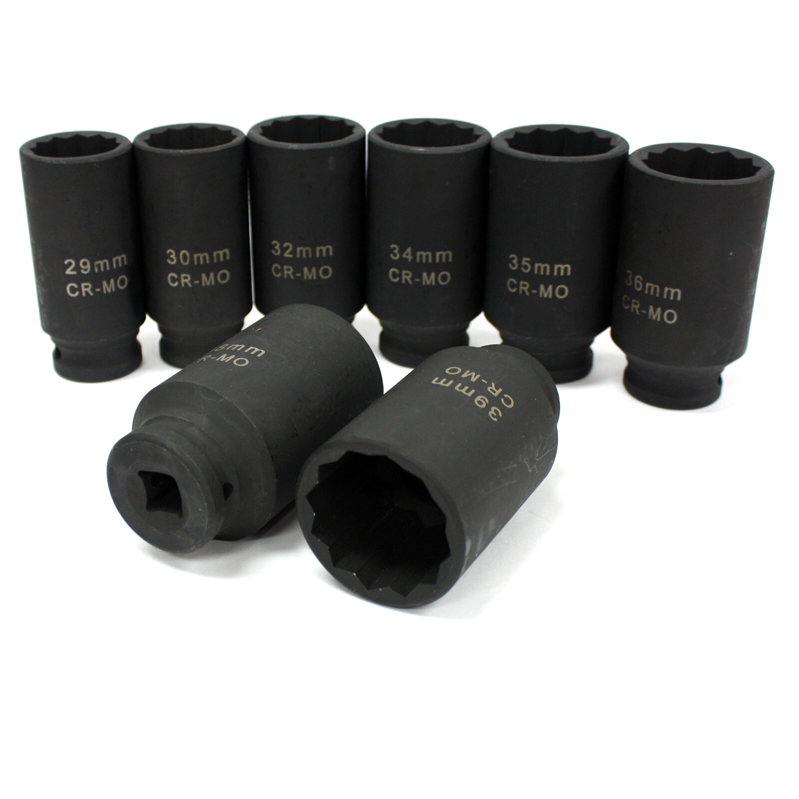 8pc 1/2″ Dr. METRIC DEEP IMPACT SOCKET SET 12 POINT NUT SPINDLE AXLE 90MM LENGTH