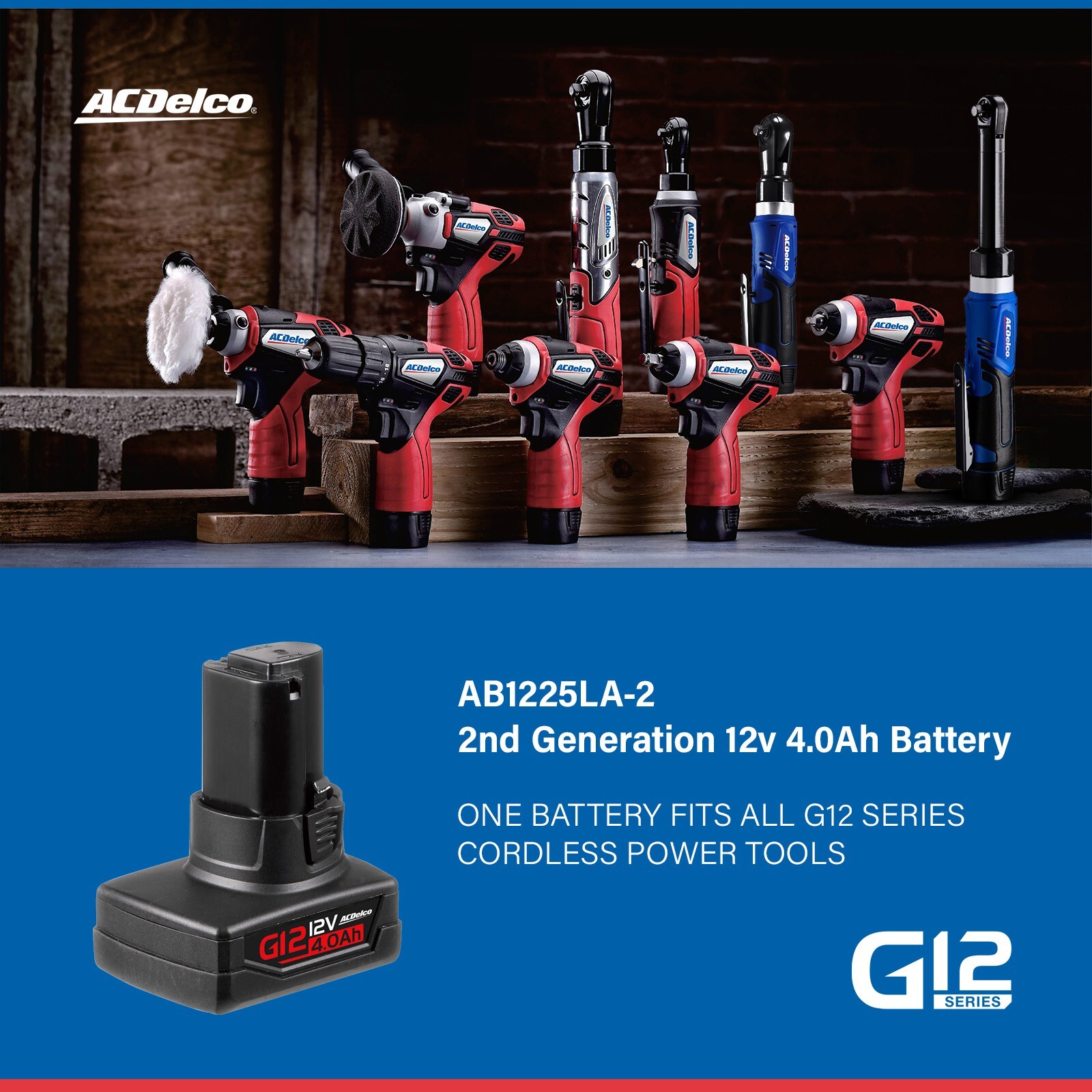 ACDelco AB1225LA-2 G12 Series 12V Li-ion Battery Pack – 2nd Generation 4.0 Ah