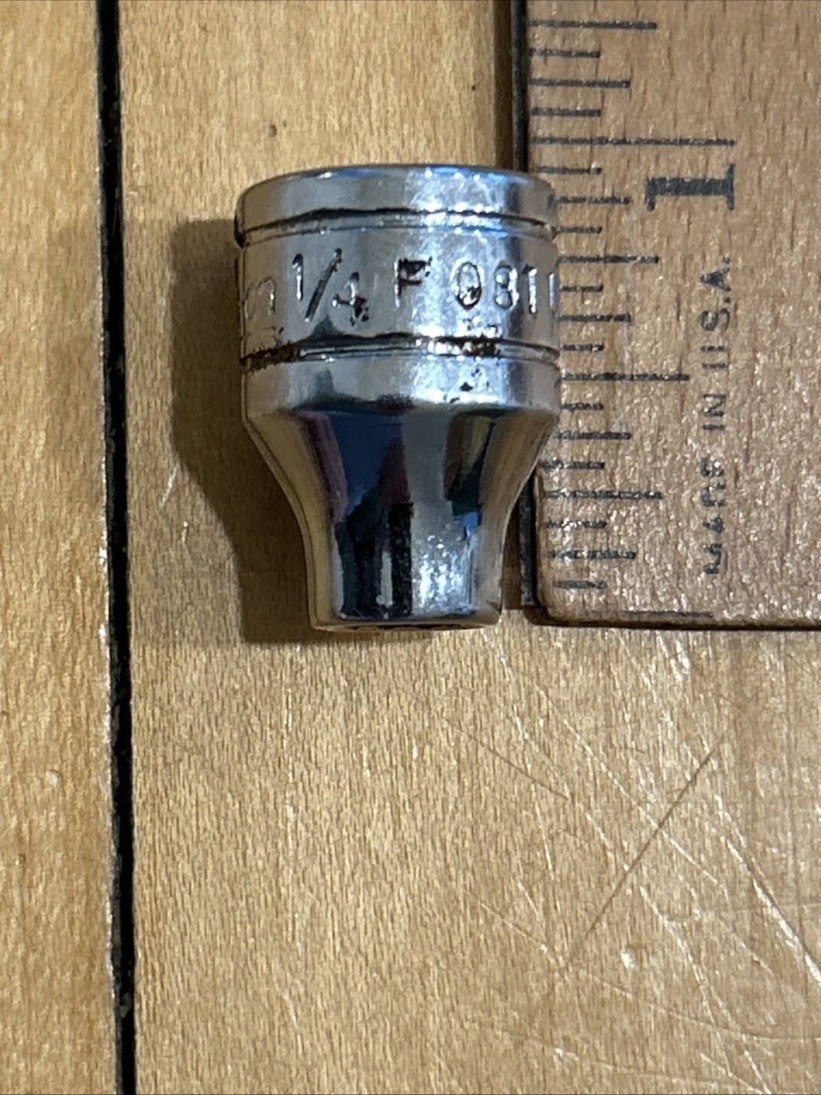 Snap On 3/8″ Drive 1/4″ Shallow 12pt SAE Socket F081 Patent No. 3273430 USA Made