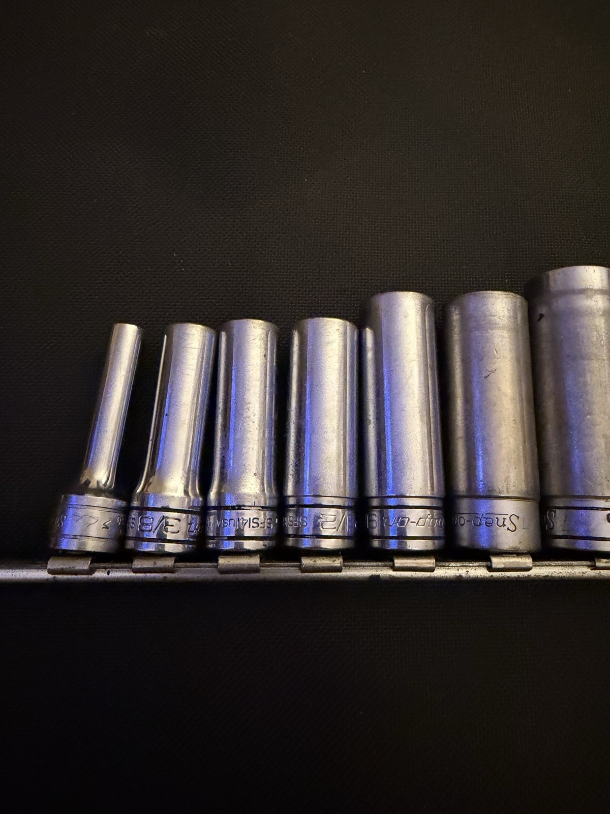 Snap On 10 Piece 3/8” Deep Chrome Sockets 1/4 – 15/16 – SFS