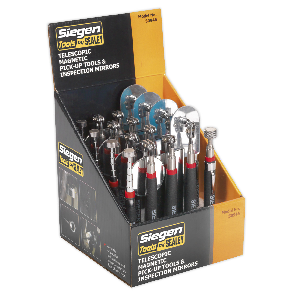Sealey Telescopic Magnetic Pick-Up Tools & Inspection Mirrors – Box of 20 S0946