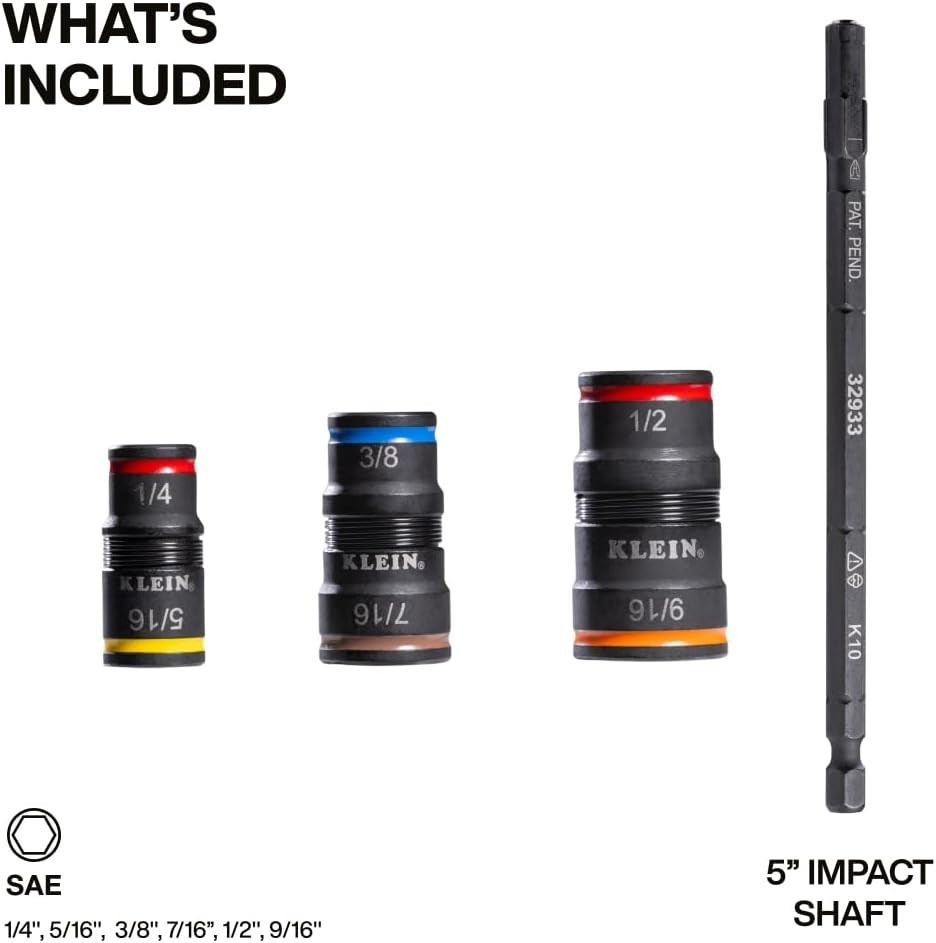 Impact Driver Socket Set 7-in-1 SAE Impact Rated Heavy Duty for Construction
