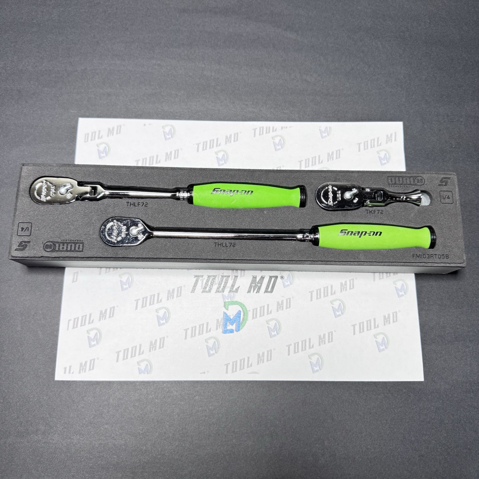 Snap-on Tools USA NEW REVERSE GREEN Compact 3pc 3/8″ Drive Ratchet Set 103RT05F