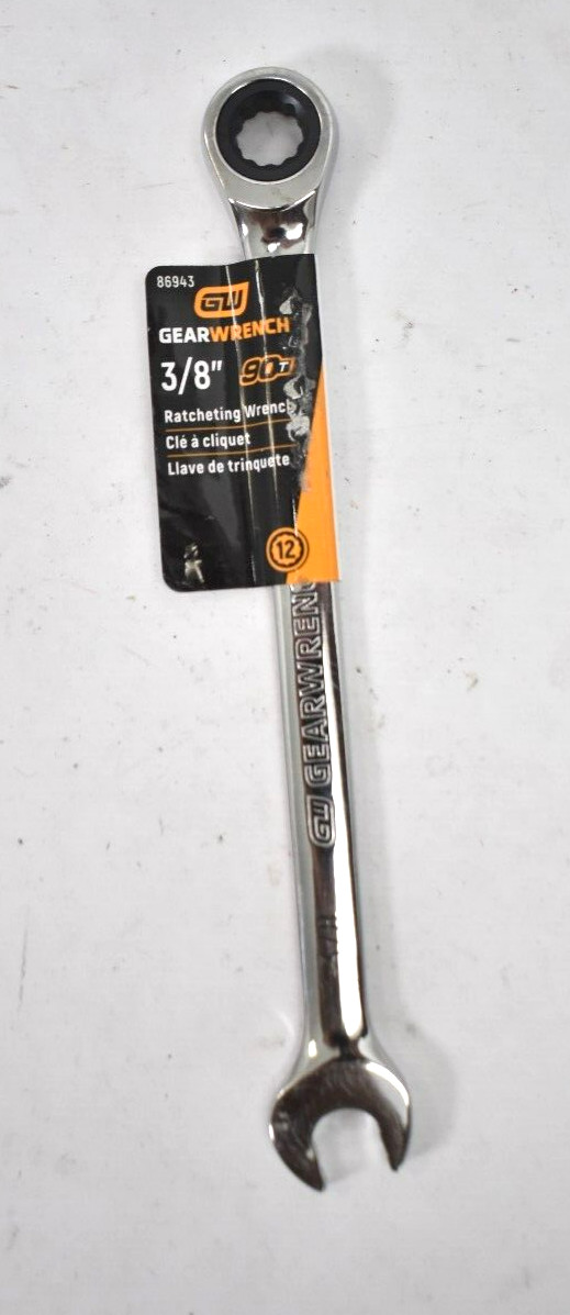 Gearwrench 3/8″ () Tooth 12 Point Combination Ratchet Wrench Chrome Finish 86943