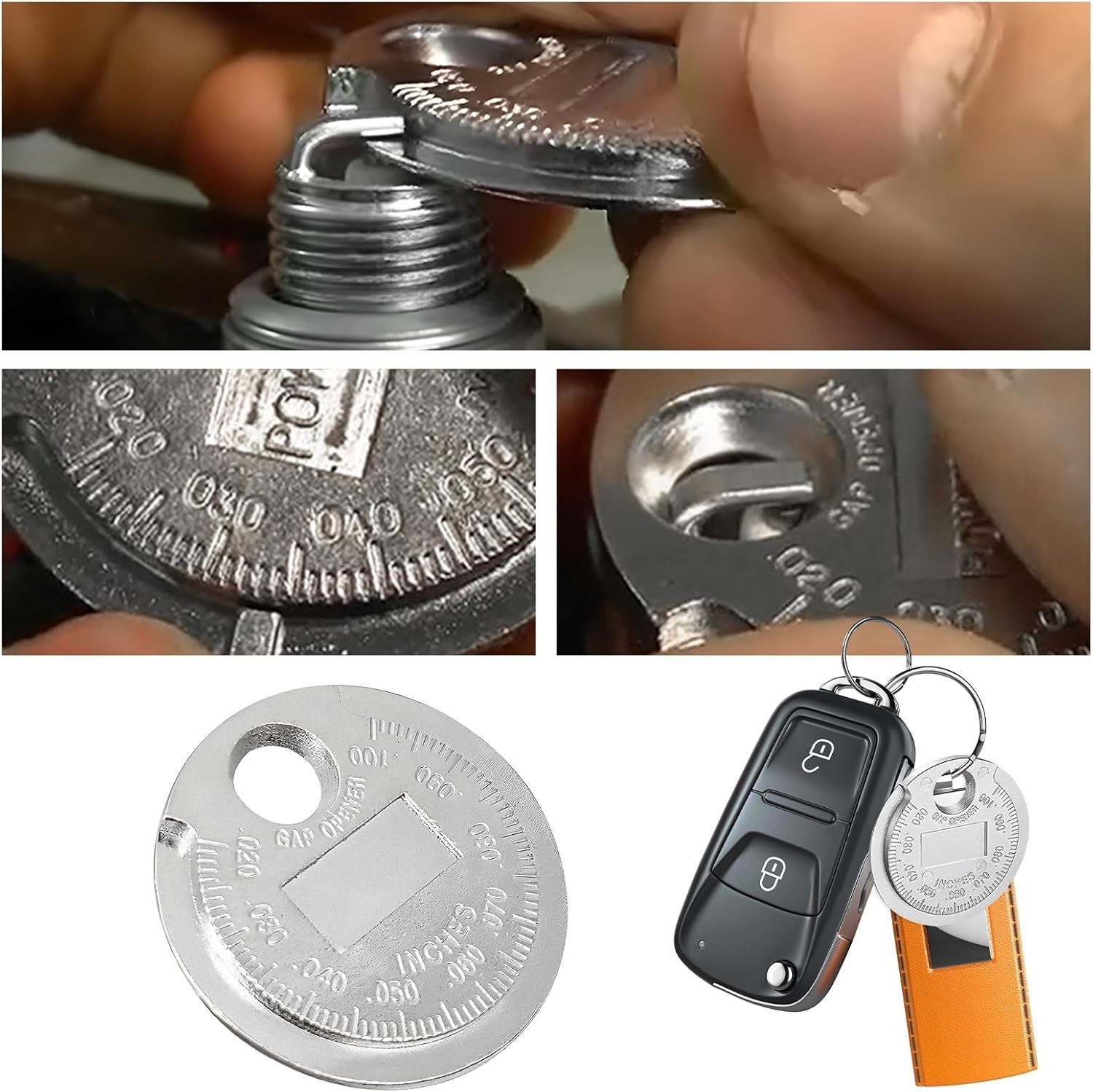 Wire Spark Plug Gauge Zinc Alloy 0.020-0.100 Inch Universal Gap Tool for Cars