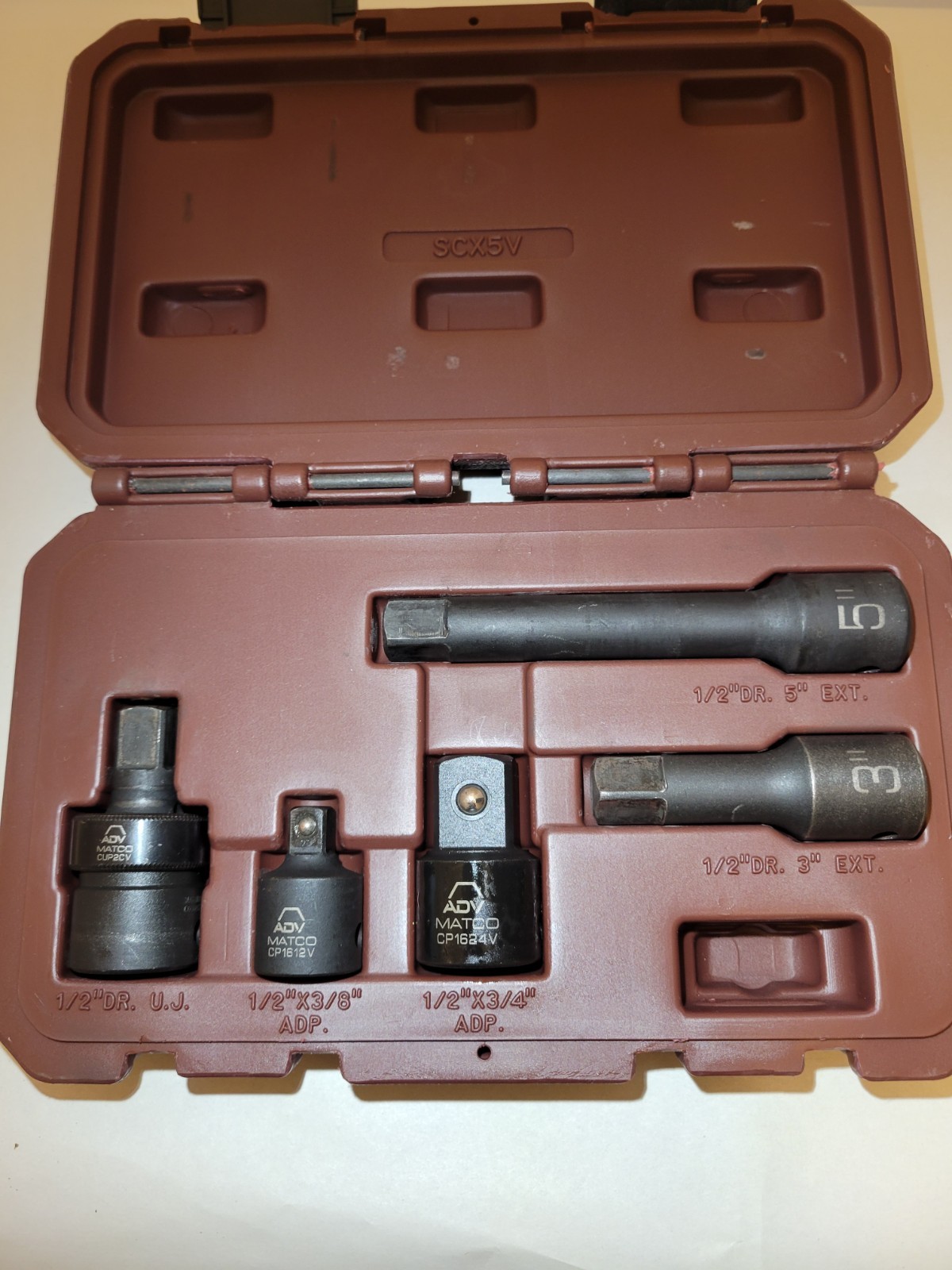 Matco SCX5V 5 PIECE 1/2″ DRIVE ADV ADAPTER AND EXTENSION SET