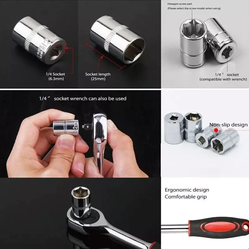 12pcs 1/2 Inch Socket Wrench Set Impact Sockets Ratchet Spanner Garage Tool Kit