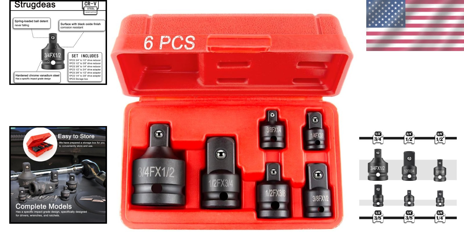 High-Quality 6-Piece Socket Reducer and Adapter Kit for Professional Use