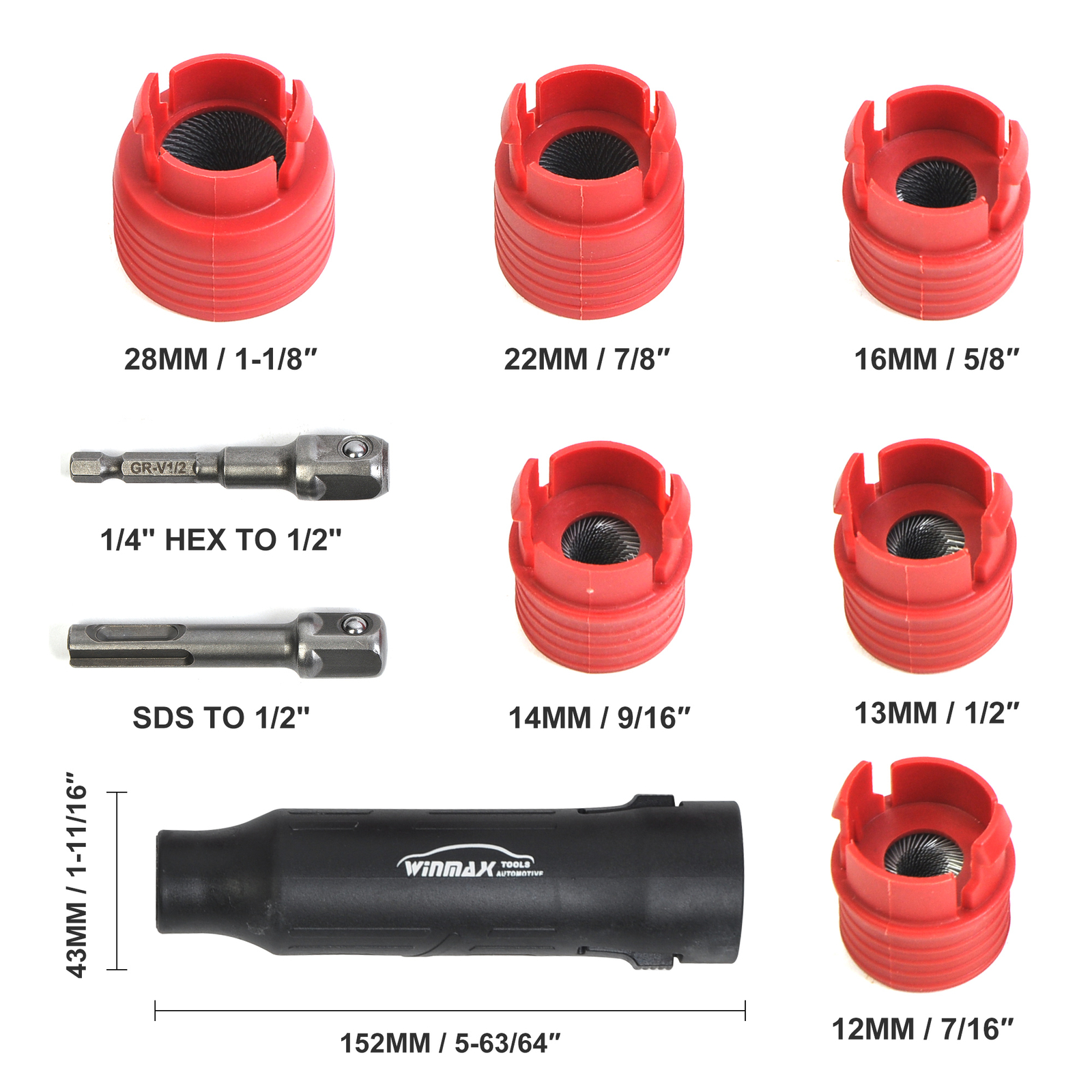 8pcs Car Wheel Stud Cleaner Tool Set for Removing Rust and Debris, 1/4 inch Hex