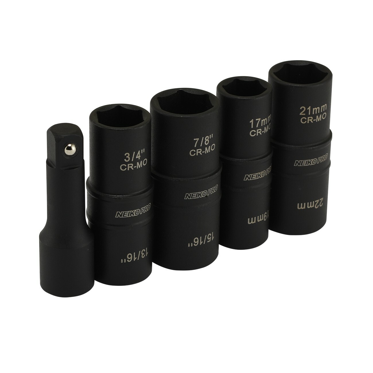 5pc 1/2″ Dr. Thin Wall Flip Impact Socket Set For Auto RIMS TIRES LUG NUTS