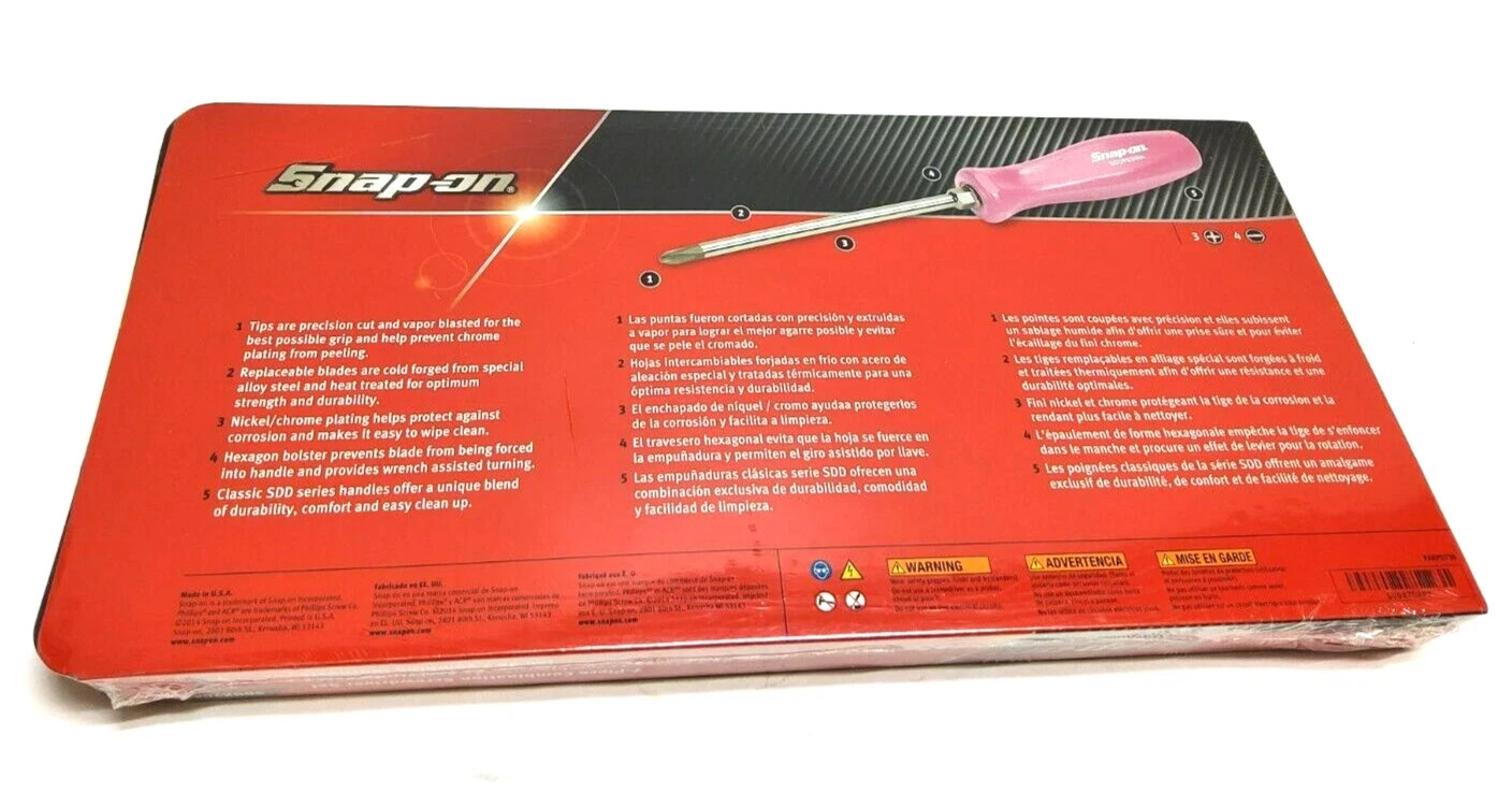 Snap On Tools Pearl PINK 7pc Hard Handle Combination Screwdriver Set SDDX70APP