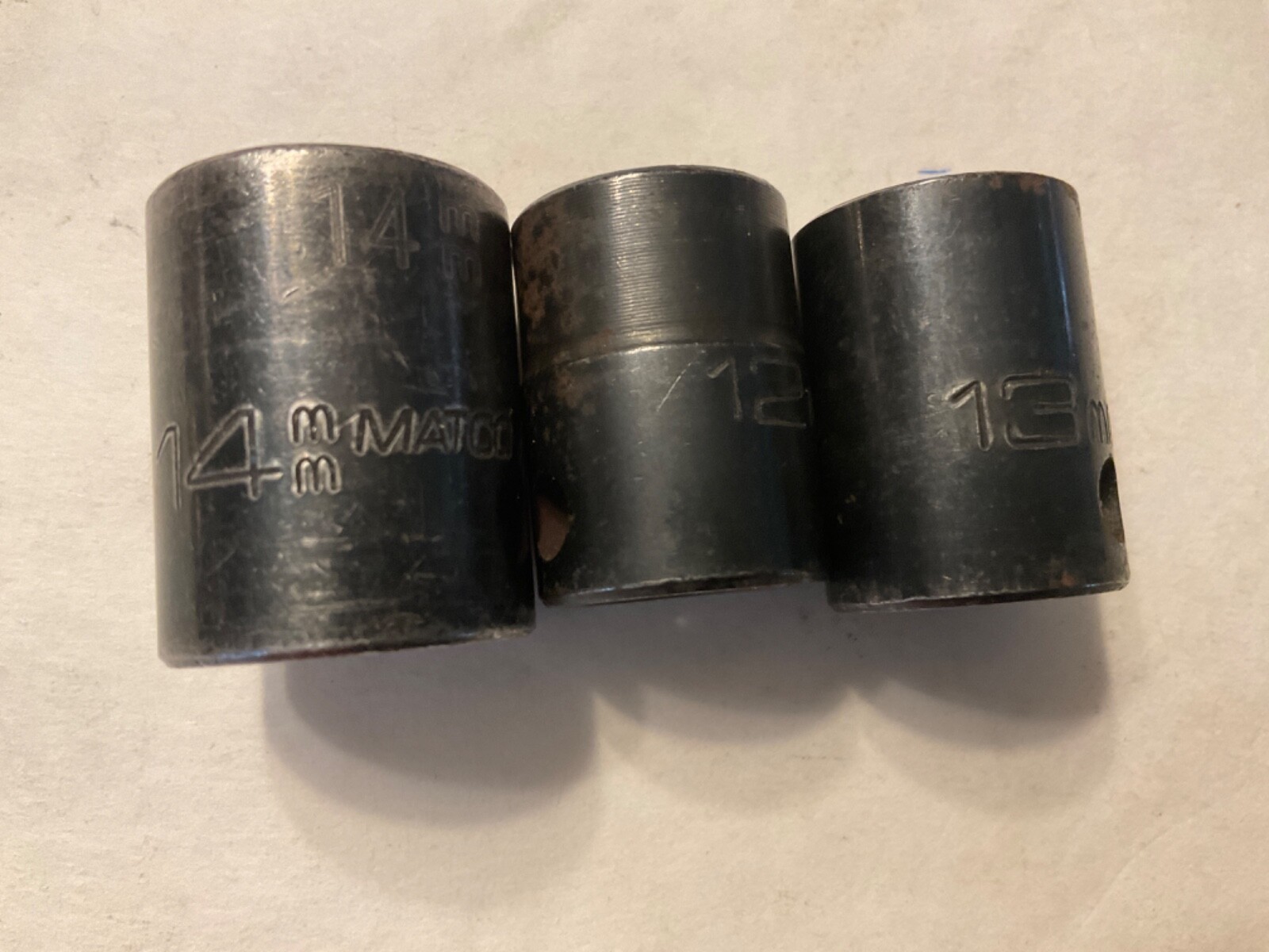 Matco Metric 3/8″ Shallow Impact Sockets 12mm,13mm & 14mm. Really nice sockets