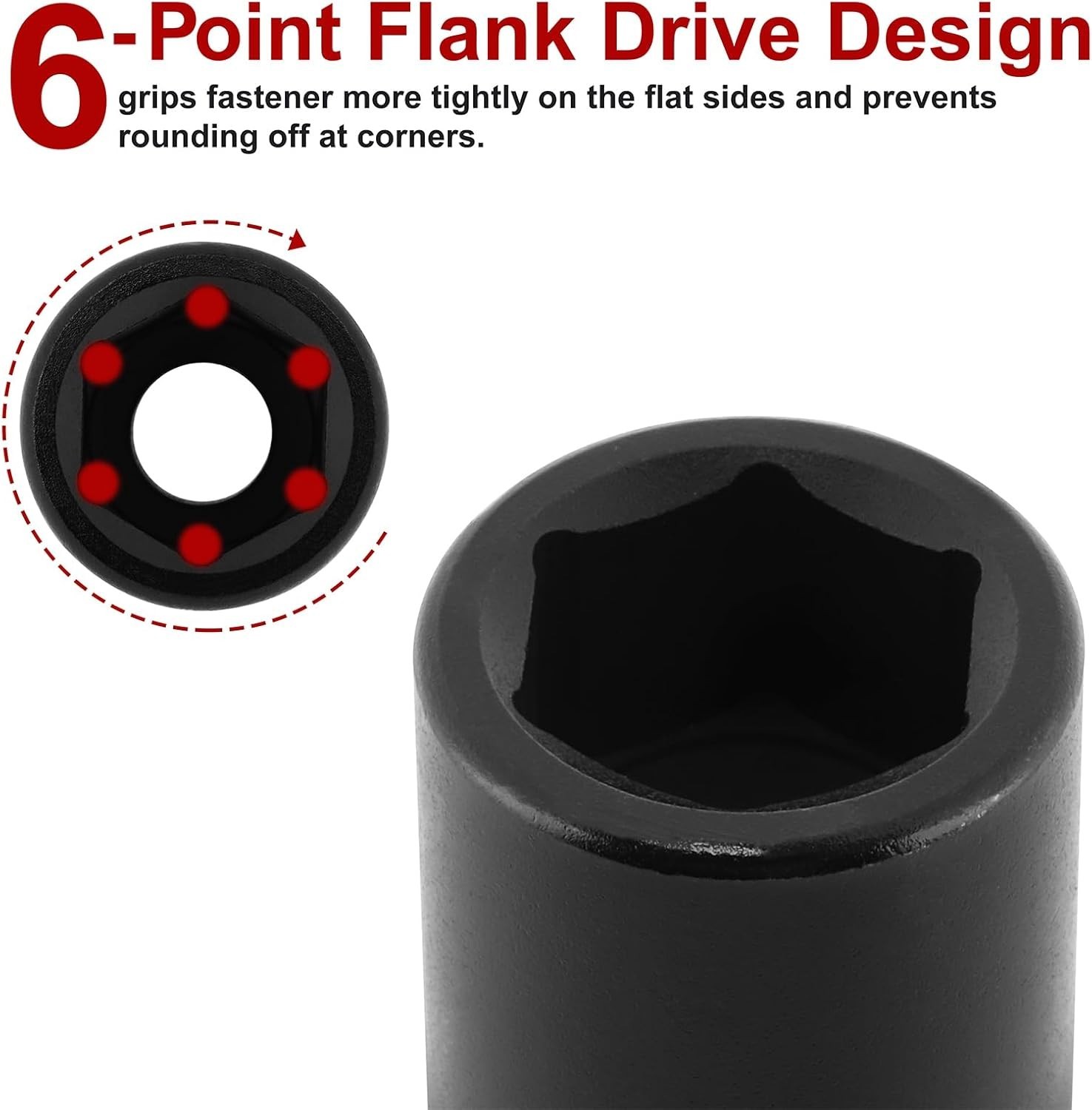 18mm 1/2 Impact Socket 6-Point CR-MO Steel Black Phosphate for Impact Wrenches