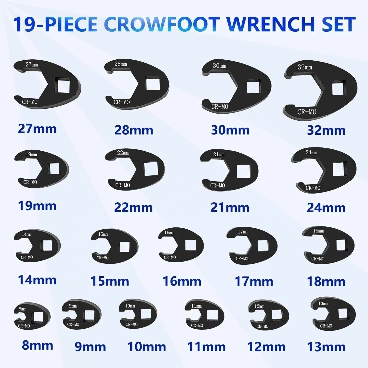 Crows foot Wrench Set 1/2″ and 3/8” Drive Flare Nut Crowfoot Wrench Set Metric