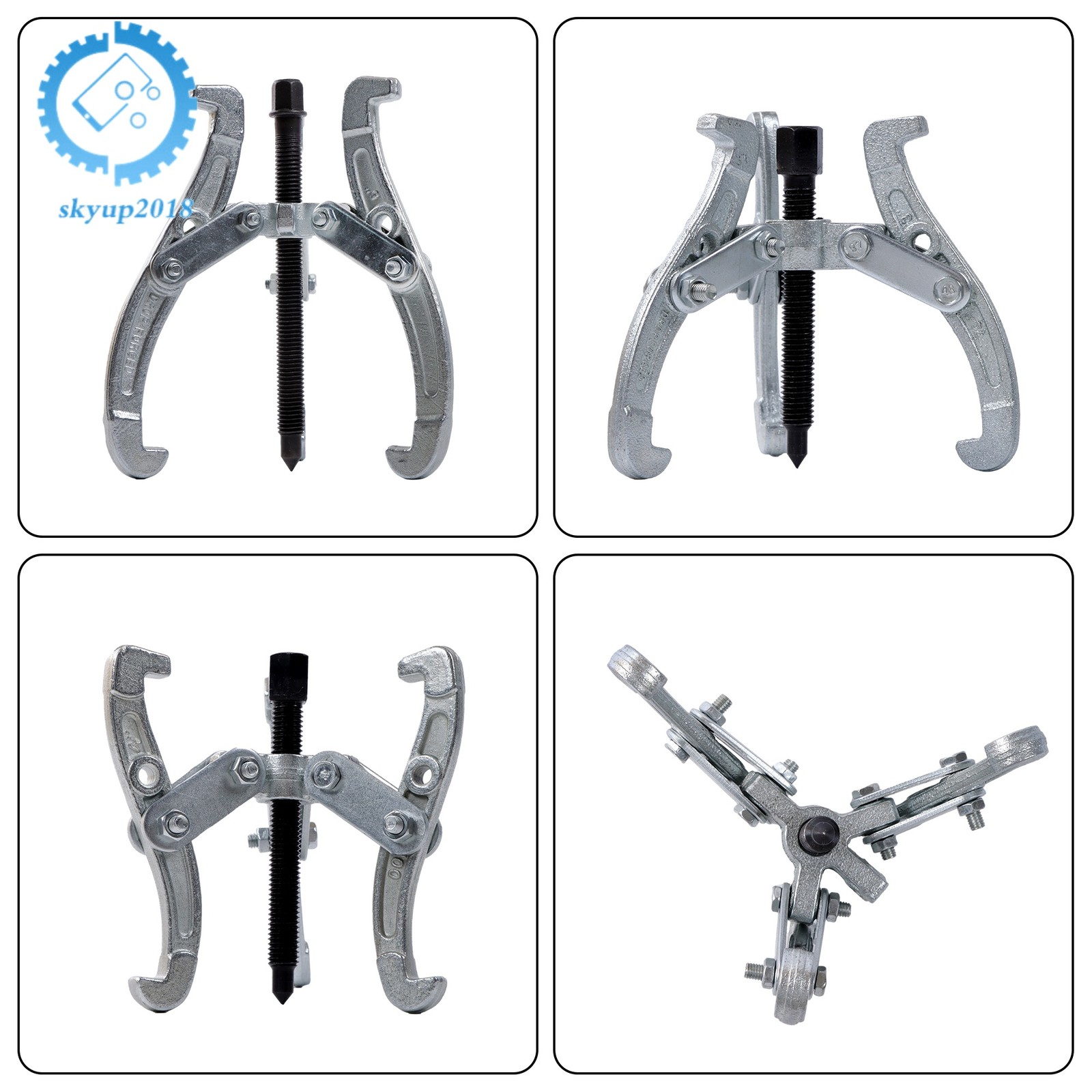 3 in/4 in/6 in/8 in Gear Puller Set 3-Jaw Bearing Puller Wheel Gear Pulley 4 Pcs