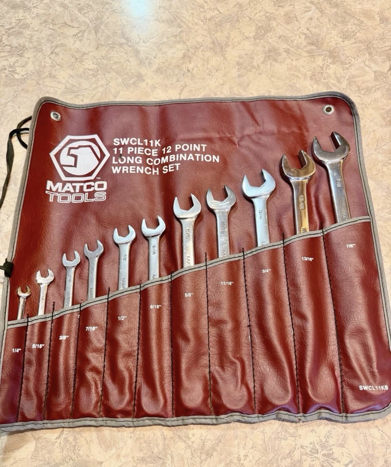 Matco 11pc long combination wrench Set SWCL11K 1/4”- 7/8”. WCL