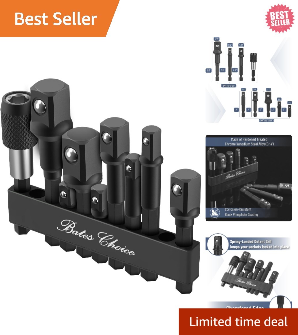 Versatile 9-Piece Socket Adapter Set: 1/4″, 3/8″, 1/2″ Drives & Safety Features