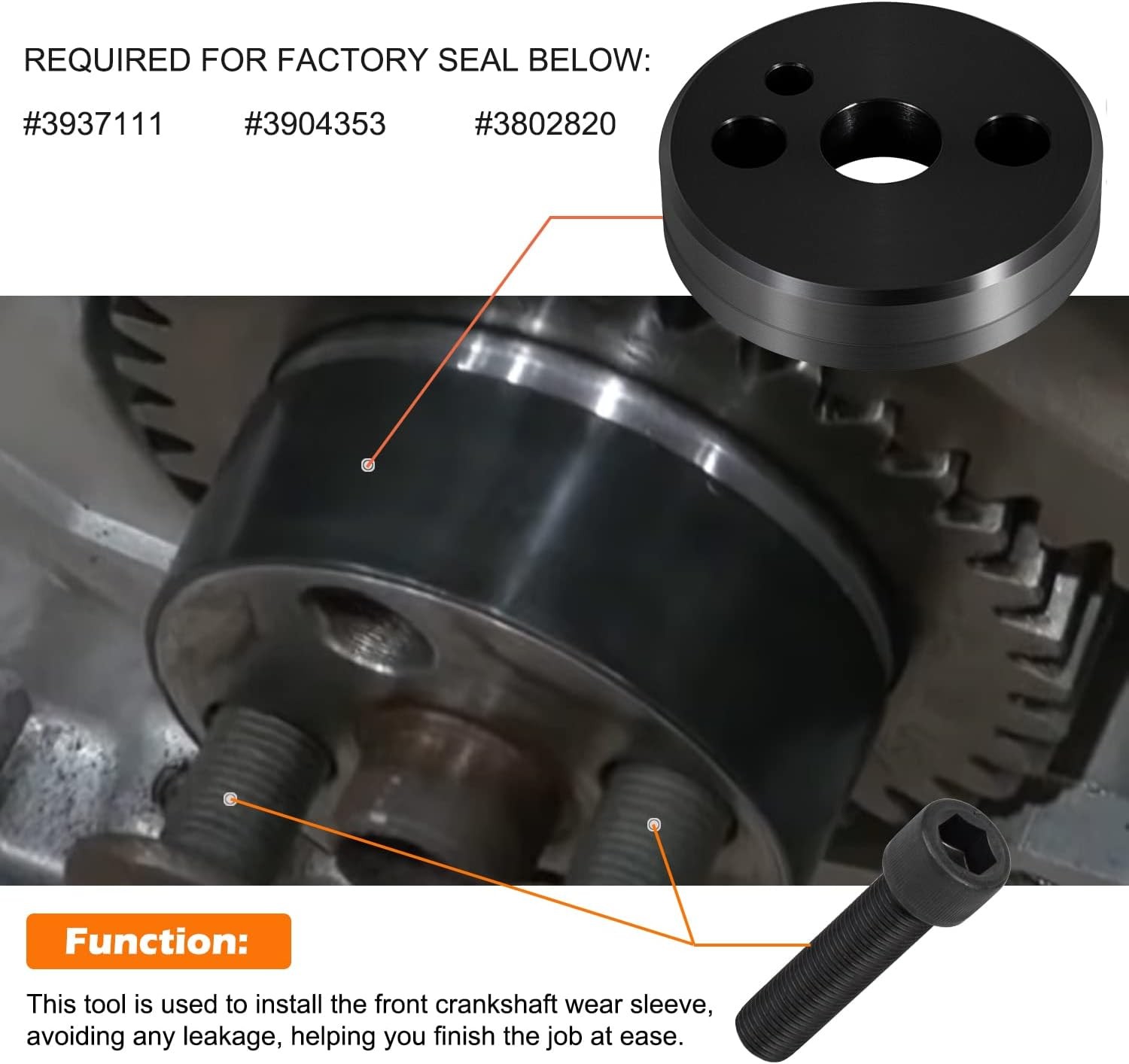 1338 & 5046 Crankshaft Seal Wear Sleeve Installer Tool Kit for Cummins 5.9L 6.7L