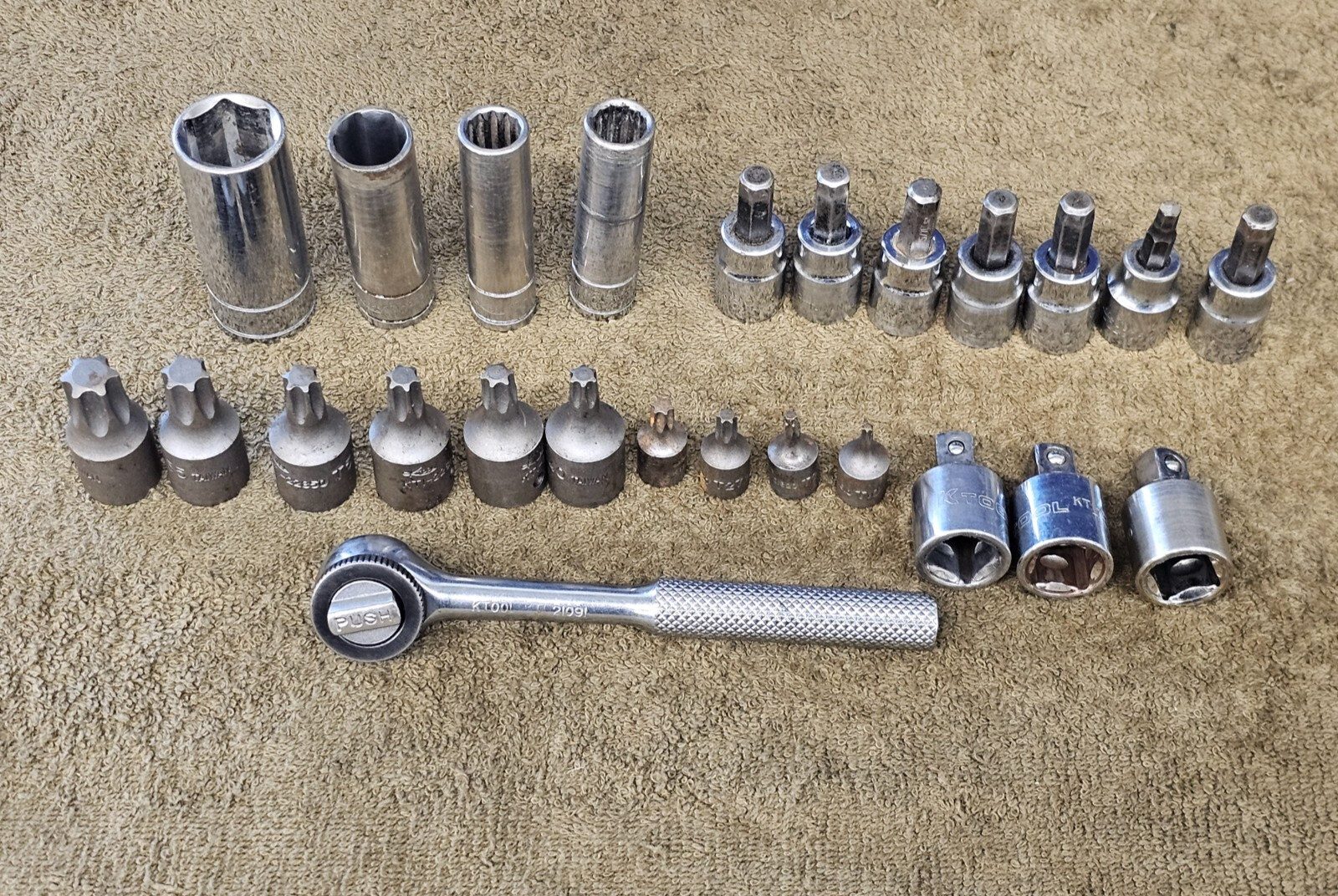 25 K Tool Sockets Ratchet Hex Star Bit Adapter 1/4″ 1/2″ Drive Sae 5/16 3/16 3/4