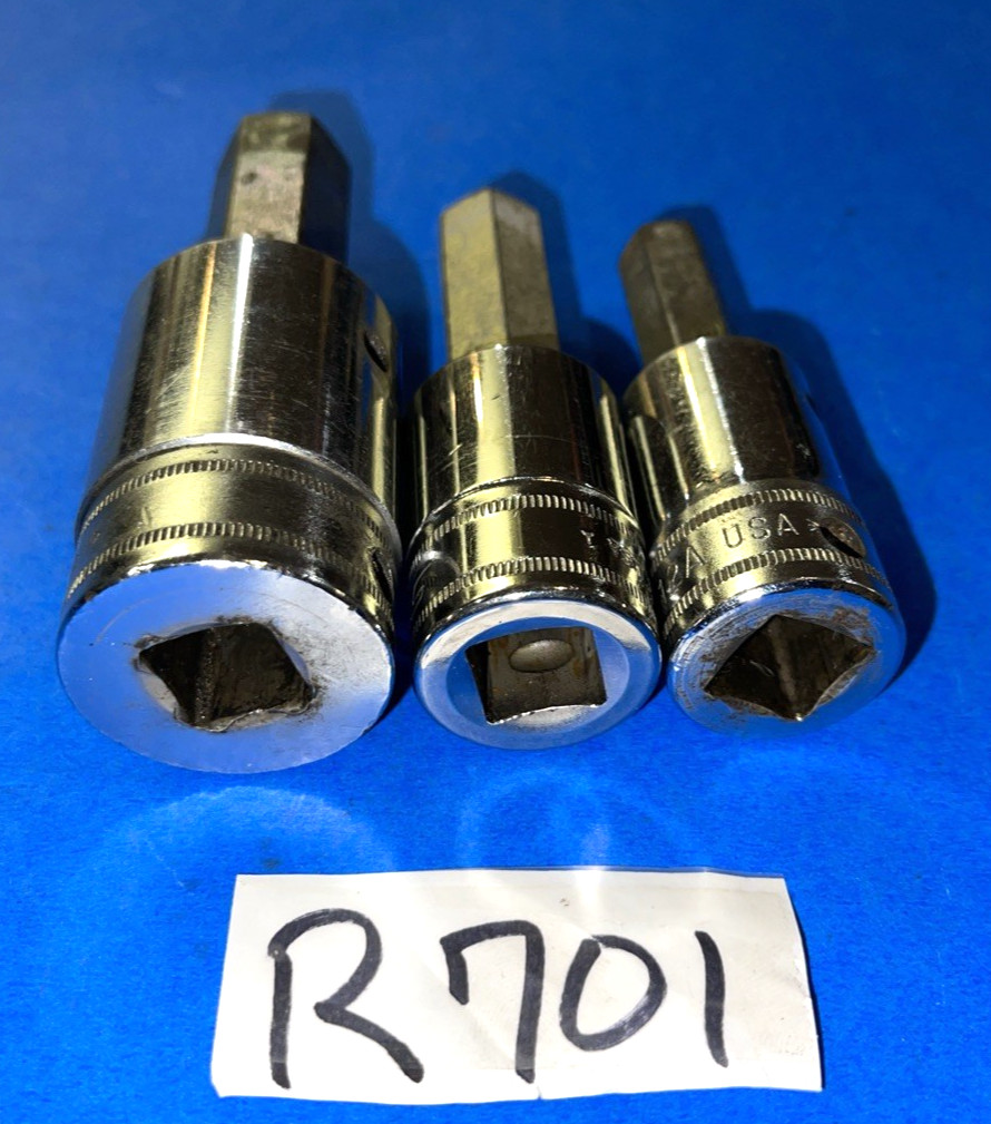 SNAP-ON TOOLS 3 PIECE 1/2 DRIVE METRIC HEX SOCKET DRIVERS 12MM, 14MM, 17MM